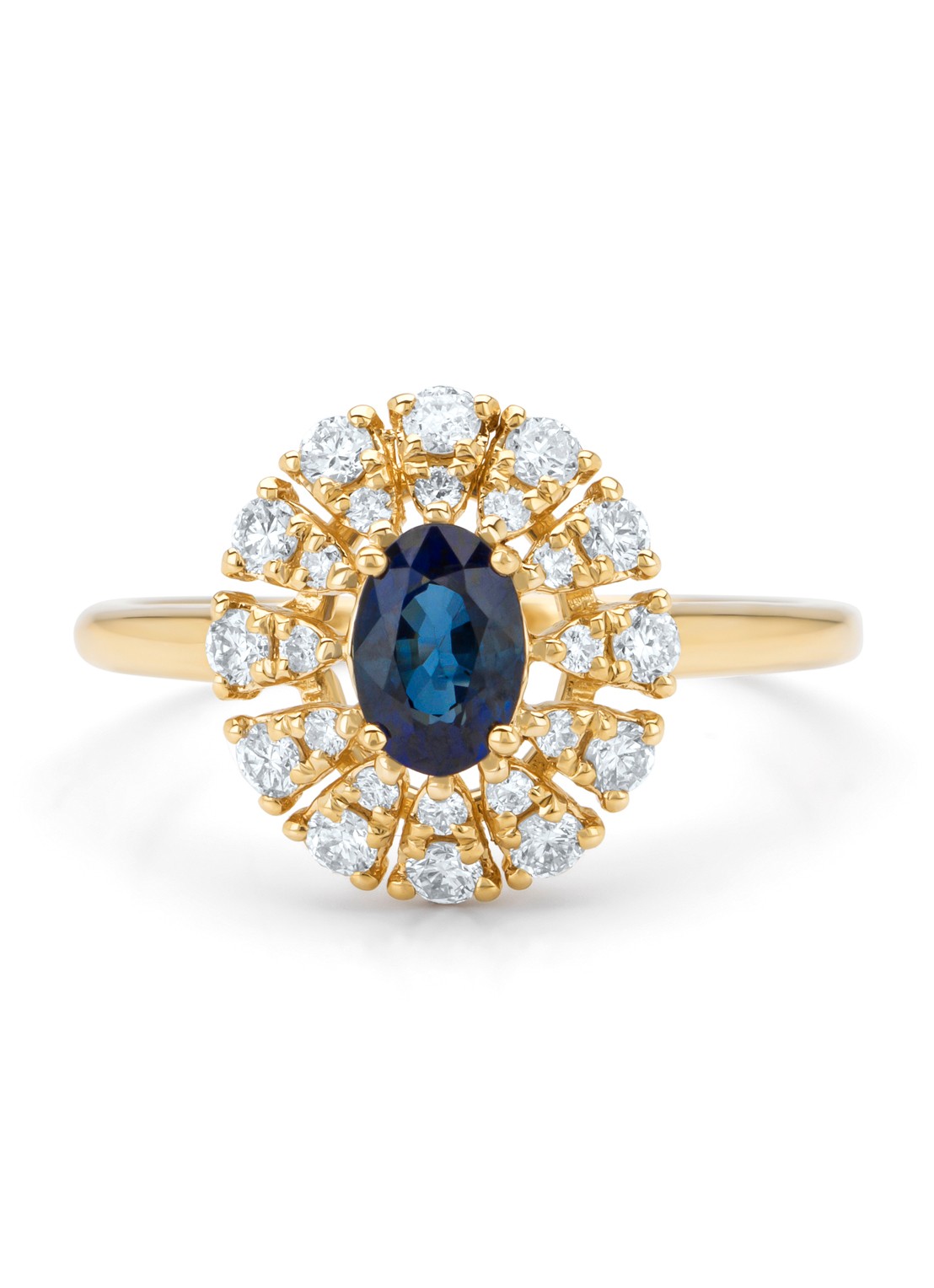 Diamond Point Geelgouden ring, 0.64 ct blauwe saffier, Majestic - detail 3 geelgoud