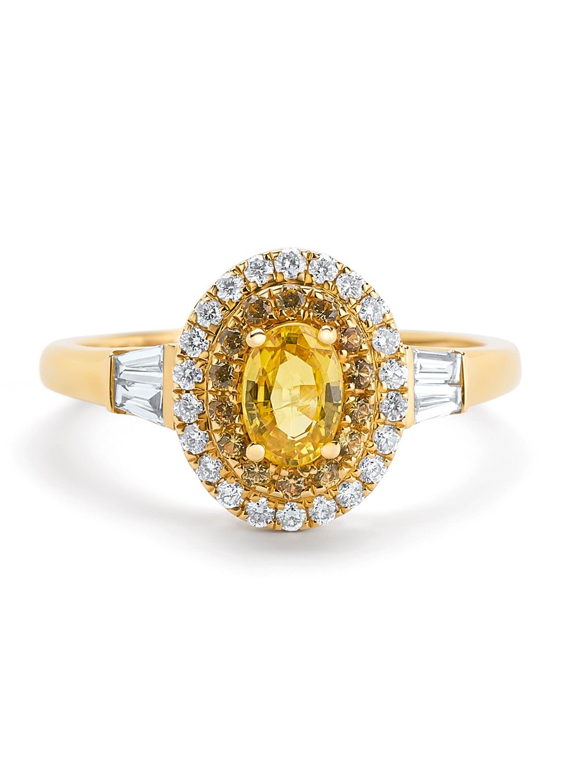 Diamond Point Geelgouden ring, 0.72 ct gele saffier, Eden - detail 2 geelgoud