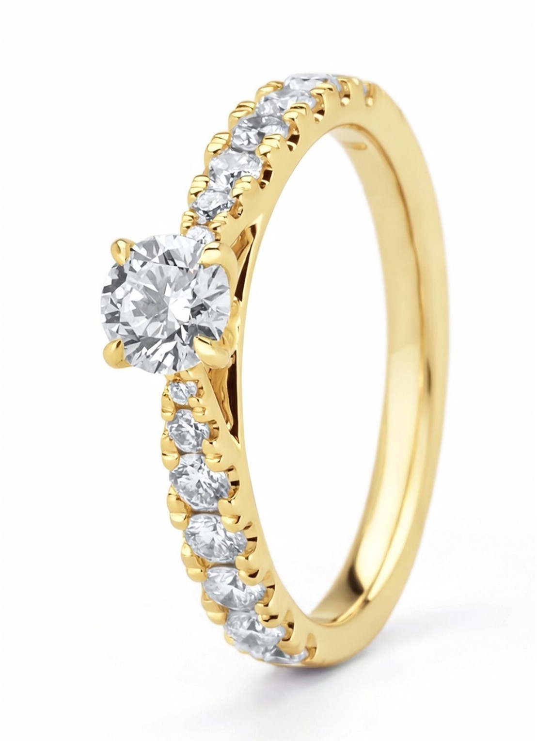 Diamond Point Geelgouden ring, 0.87 ct diamant, Perfect Match - voorkant 2 geelgoud