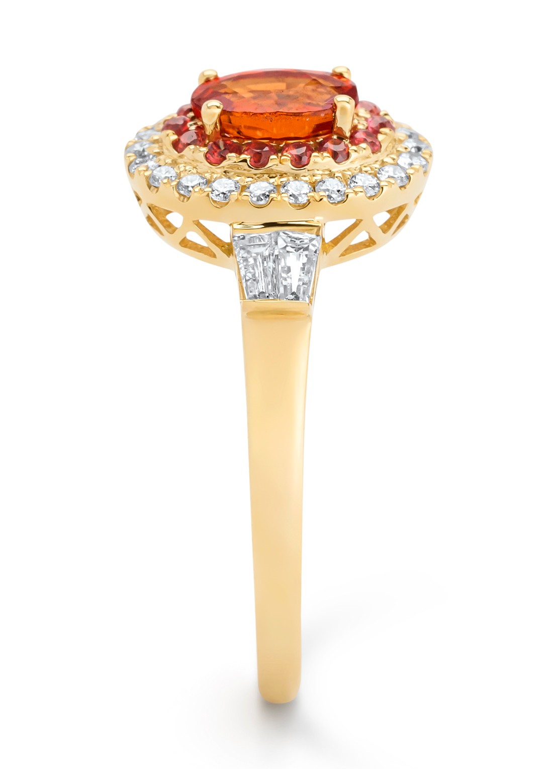 Diamond Point Geelgouden ring, 0.88 ct oranje saffier ( bew, Eden - detail 3 geelgoud