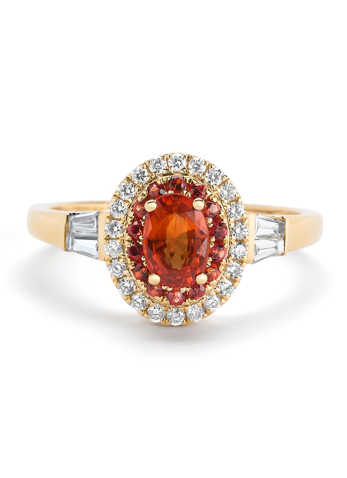 Diamond Point Geelgouden ring, 0.88 ct oranje saffier ( bew, Eden - detail 4 geelgoud