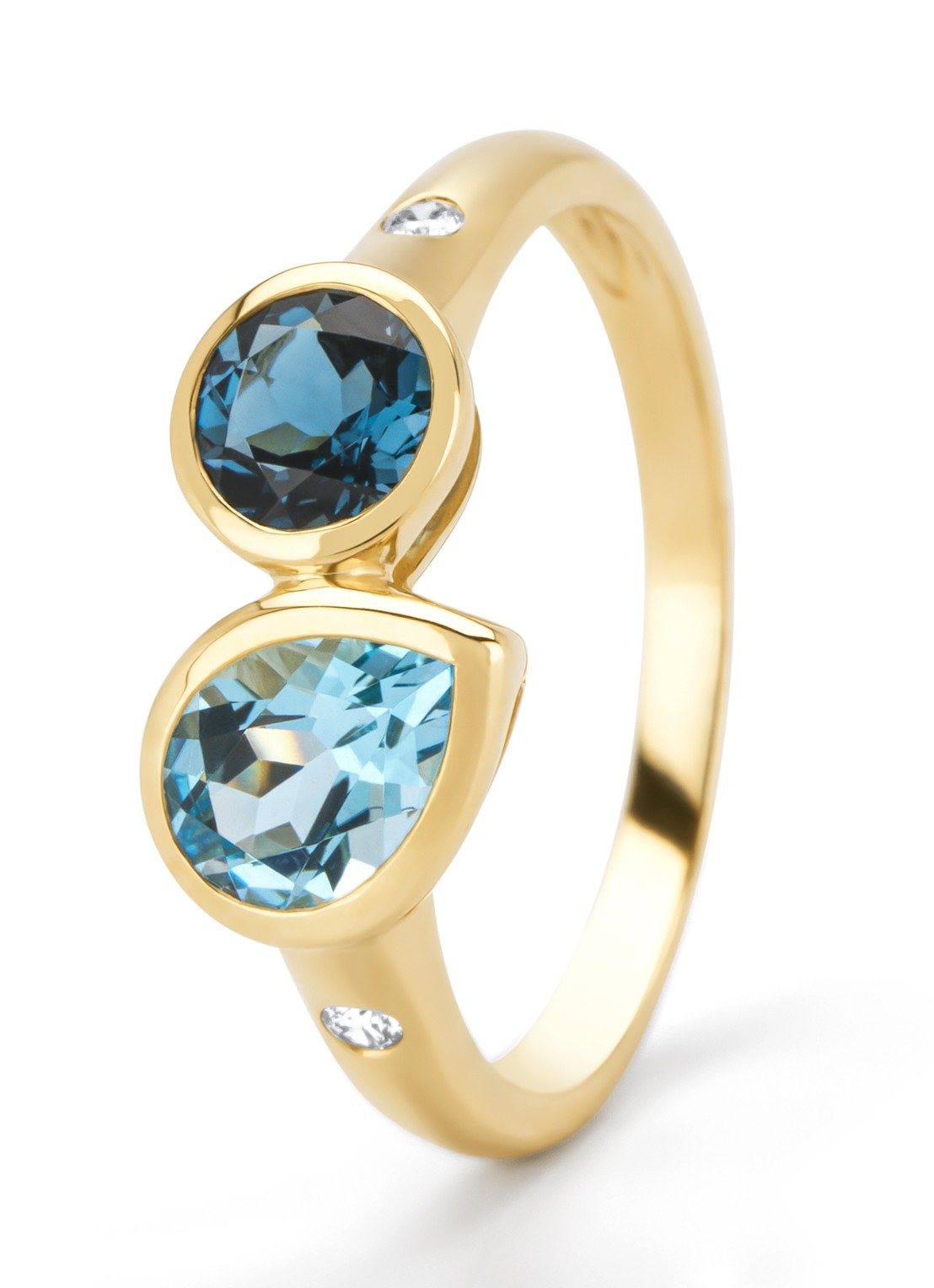 Diamond Point Geelgouden ring, 0.91 ct topaas, Little Drops - voorkant geelgoud