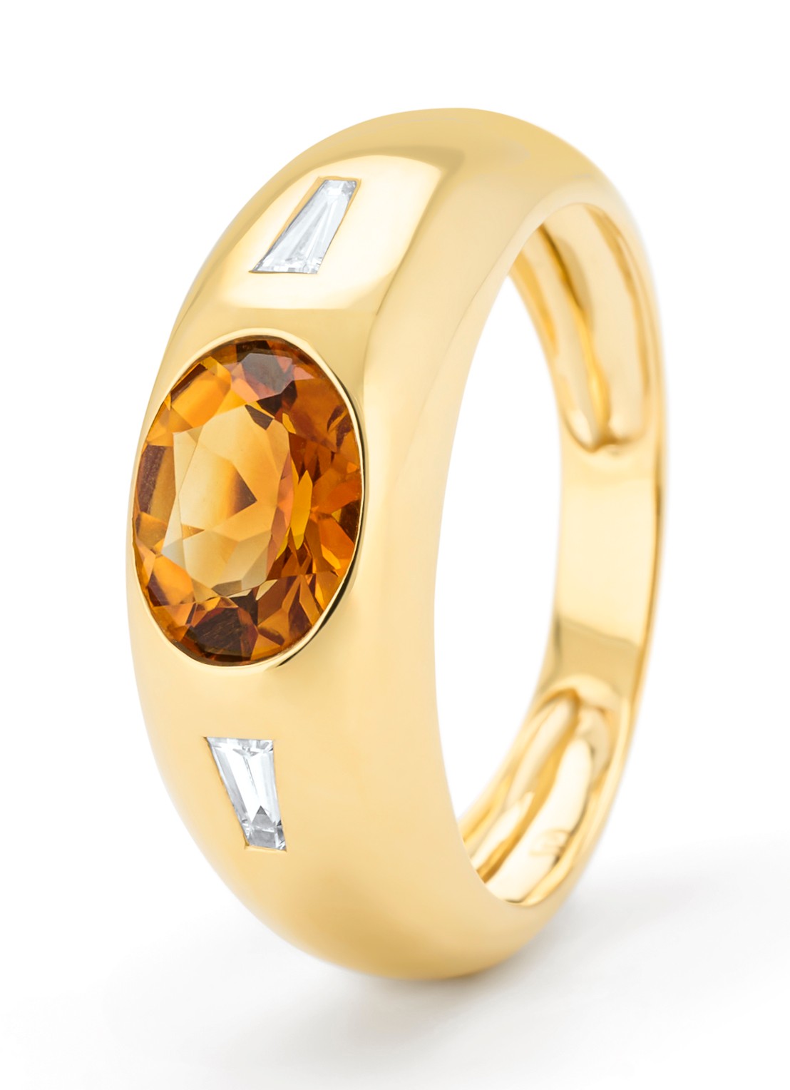 Diamond Point Geelgouden ring, 1.01 ct madeira citrien, Bold - voorkant geelgoud