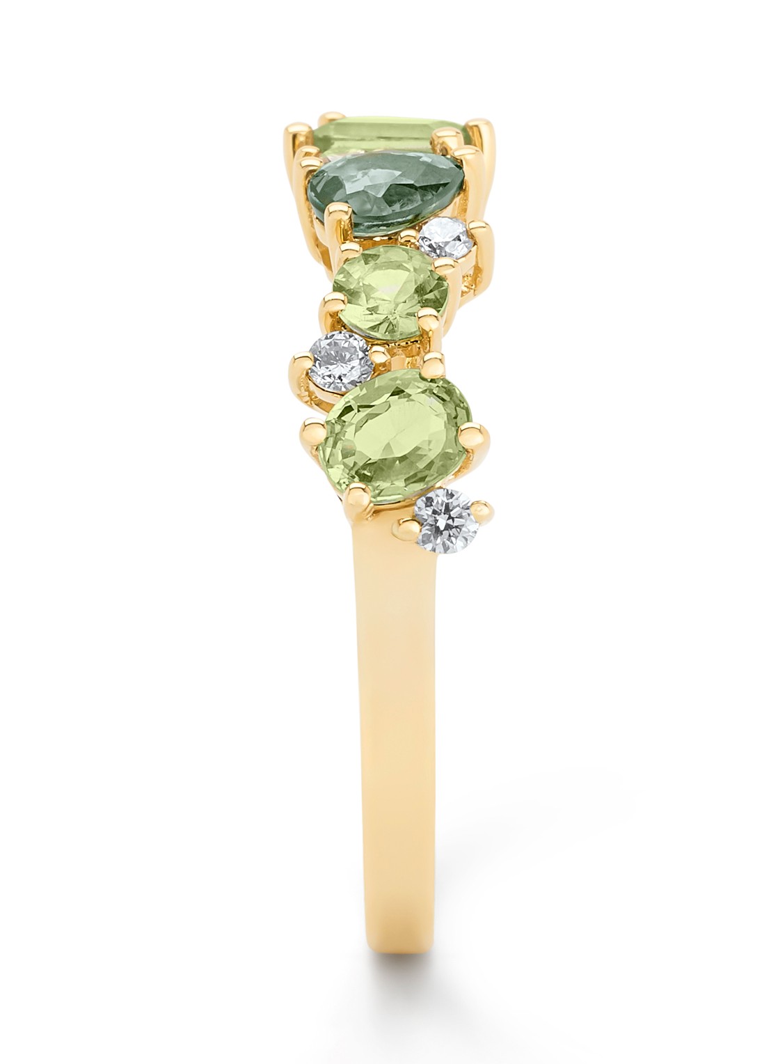 Diamond Point Geelgouden ring, 1.10 ct groene saffier, Eden - detail 3 geelgoud