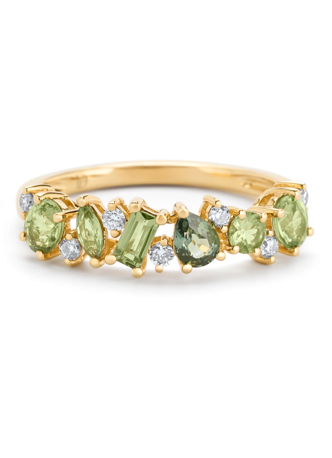 Diamond Point Geelgouden ring, 1.10 ct groene saffier, Eden - detail 4 geelgoud