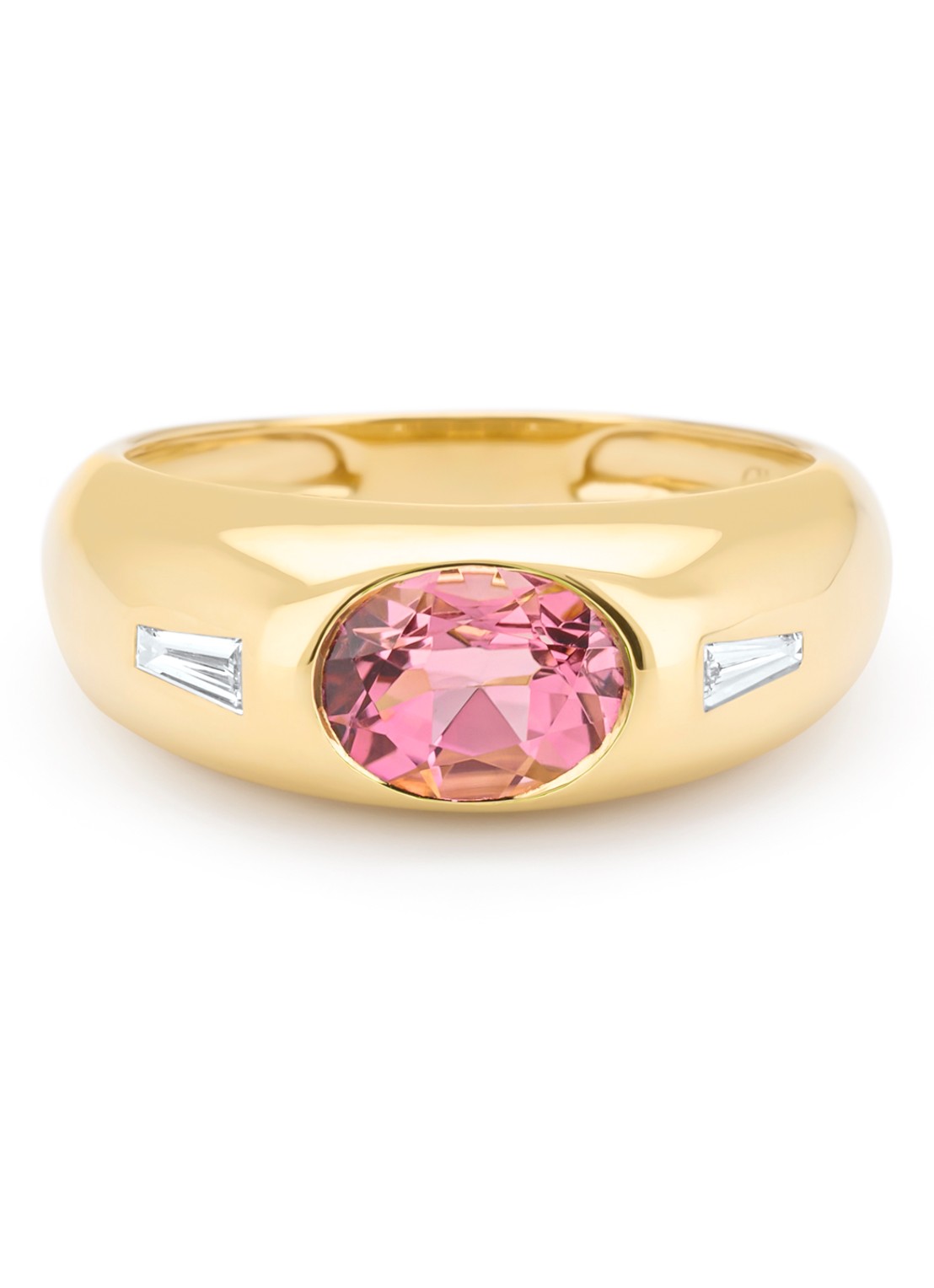Diamond Point Geelgouden ring, 1.19 ct toermalijn, Bold - detail 4 geelgoud