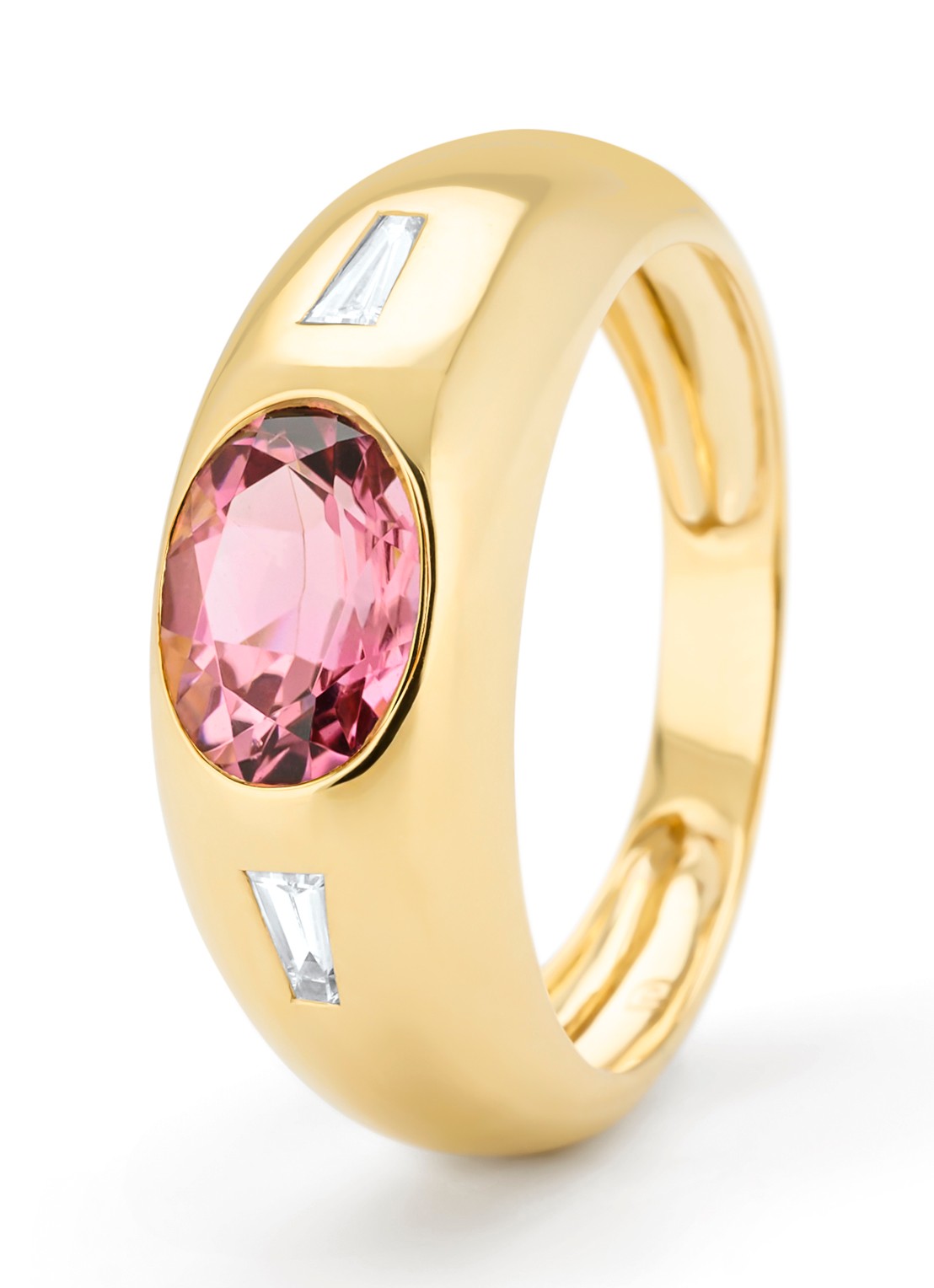 Diamond Point Geelgouden ring, 1.19 ct toermalijn, Bold - voorkant geelgoud