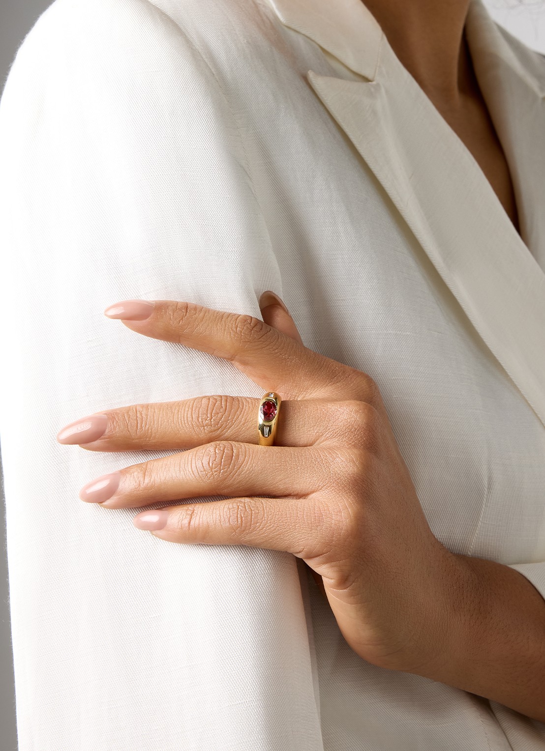 Diamond Point Geelgouden ring, 1.19 ct toermalijn, Bold - voorkant 2 geelgoud