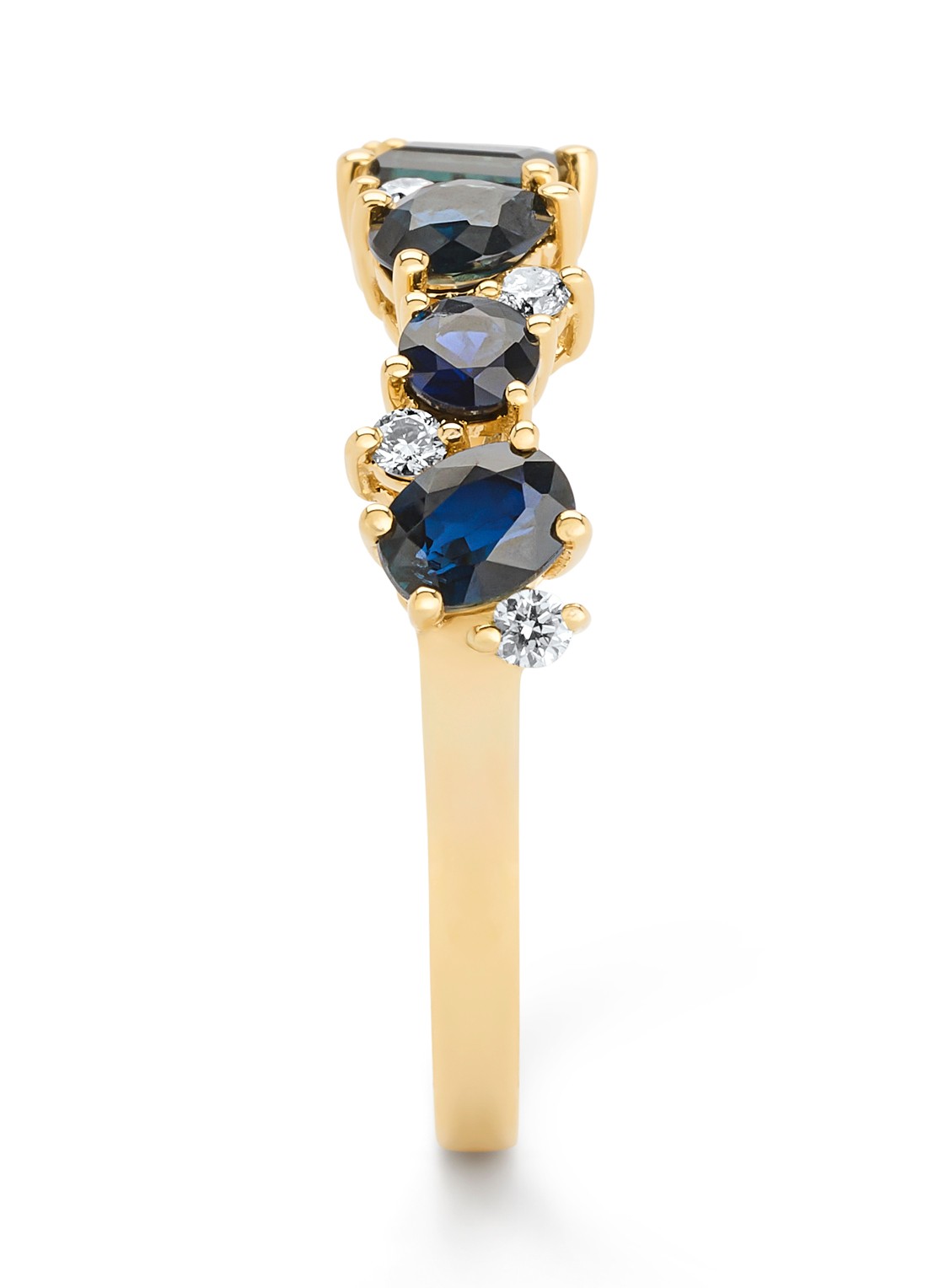 Diamond Point Geelgouden ring, 1.23 ct blauwe saffier, Eden - detail geelgoud