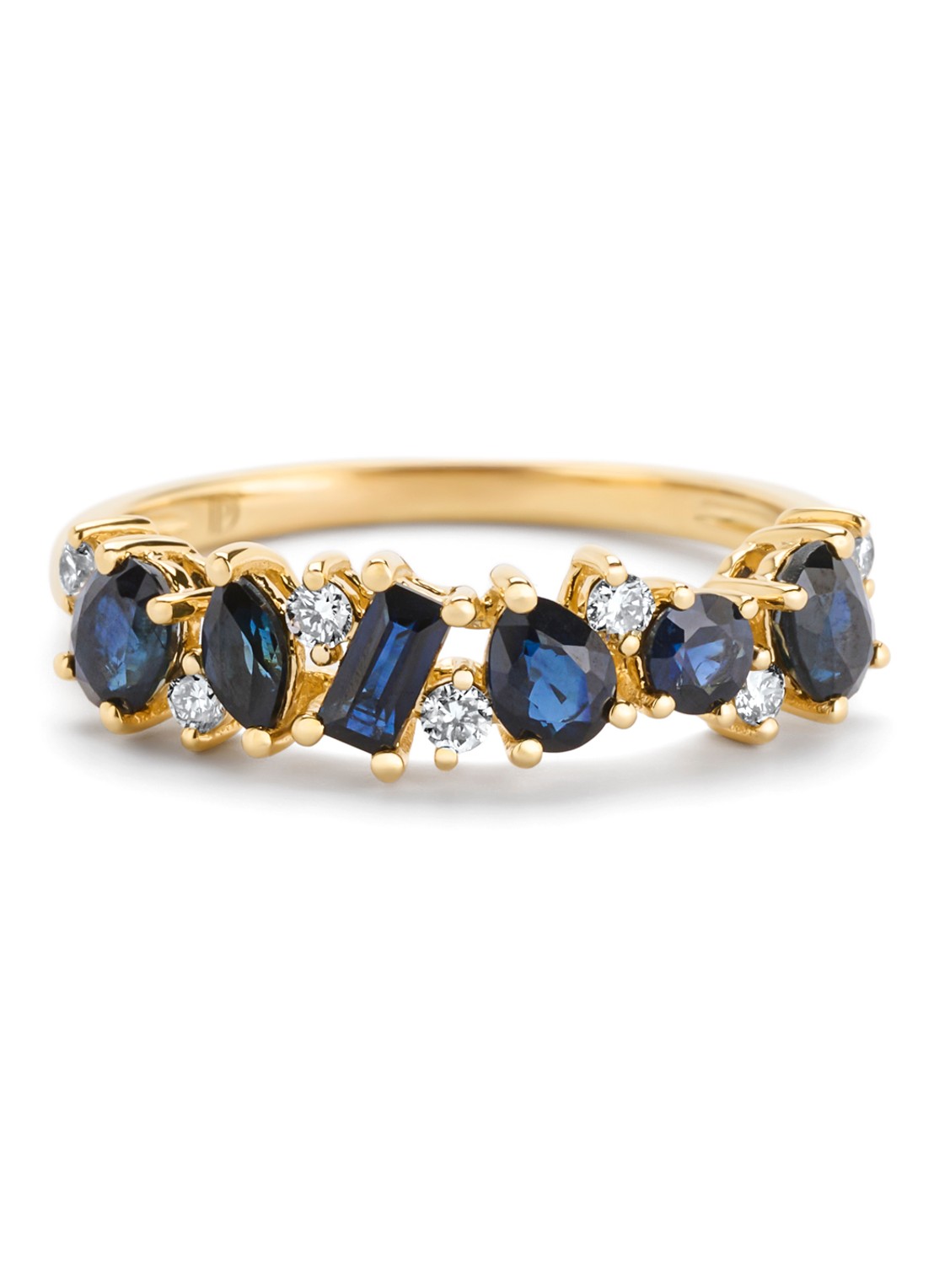 Diamond Point Geelgouden ring, 1.23 ct blauwe saffier, Eden - detail 2 geelgoud