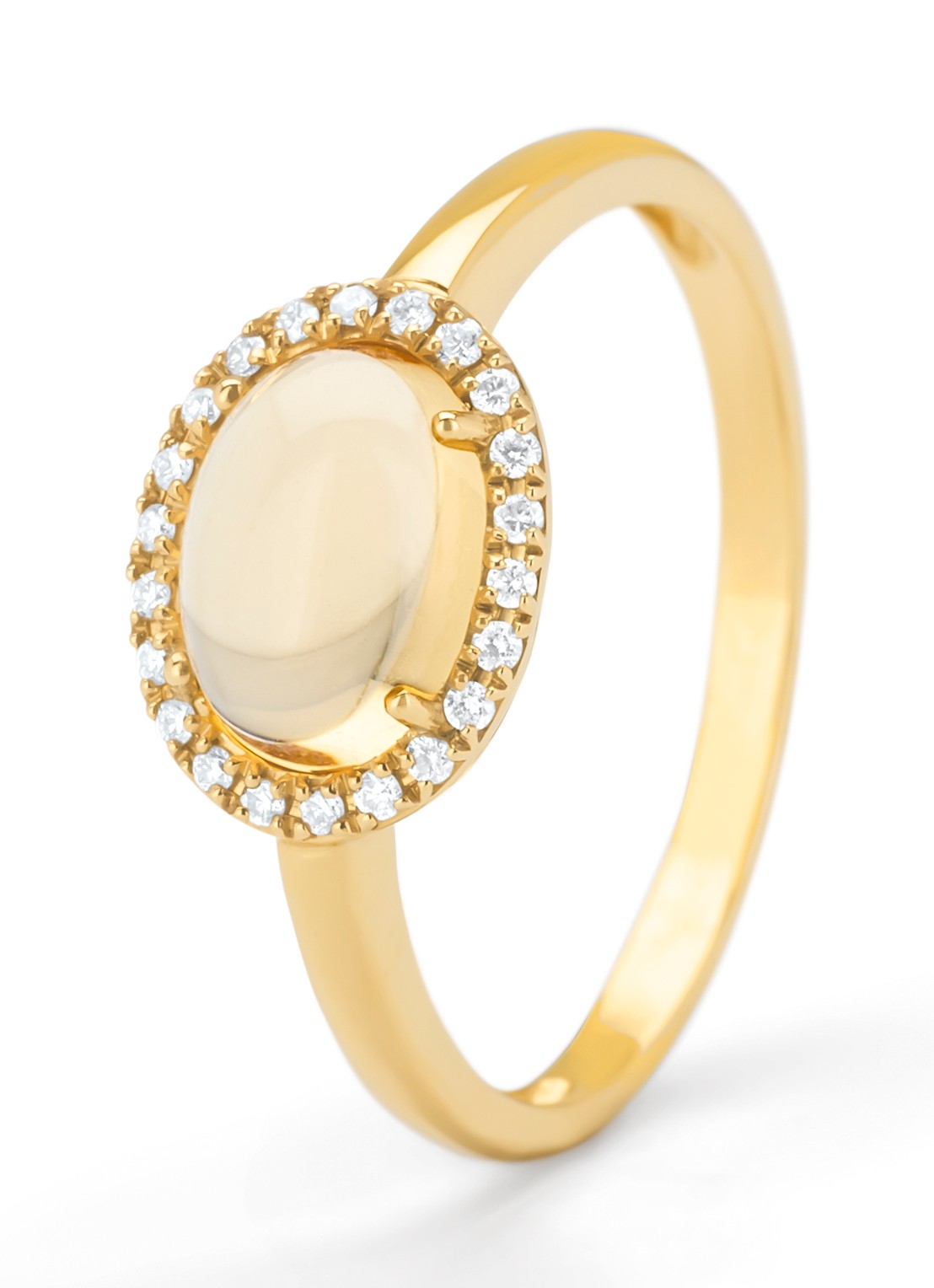 Diamond Point Geelgouden ring, 1.23 ct citrien, Little Drops - voorkant 3 geelgoud