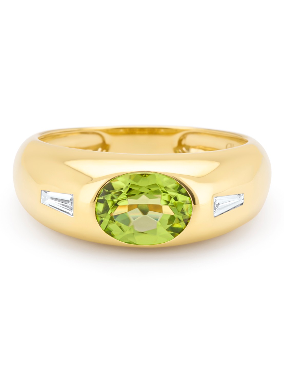 Diamond Point Geelgouden ring, 1.27 ct peridoot, Bold - detail 3 geelgoud