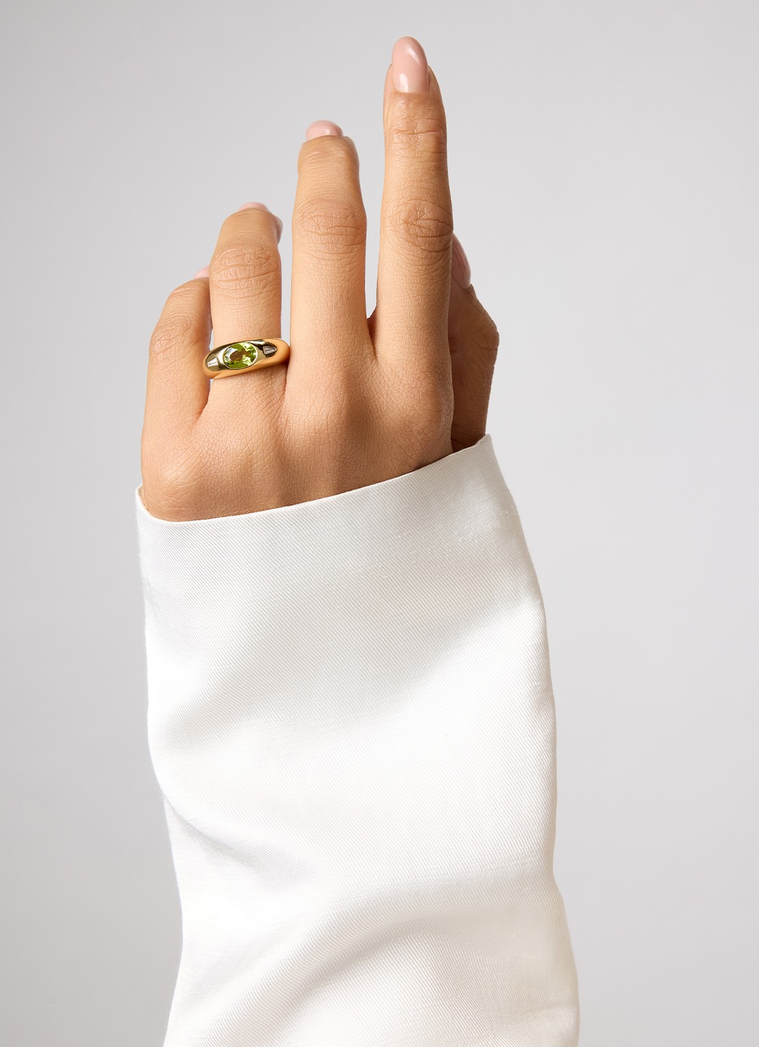 Diamond Point Geelgouden ring, 1.27 ct peridoot, Bold - voorkant 5 geelgoud