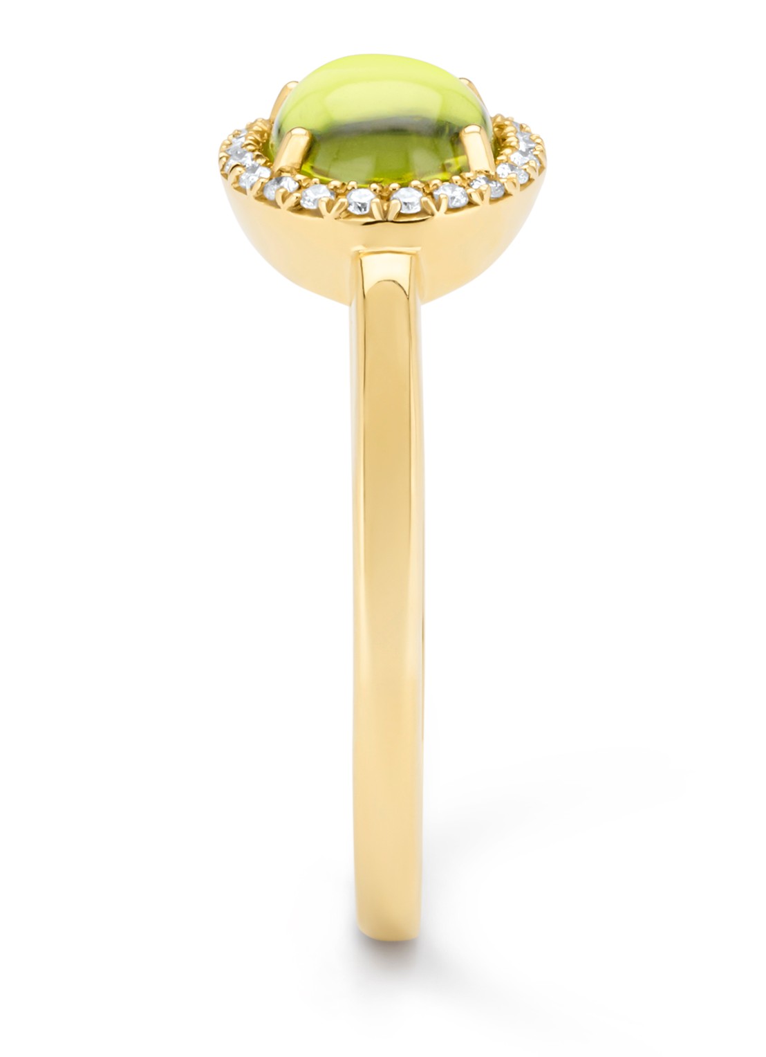 Diamond Point Geelgouden ring, 1.60 ct peridoot, Little Drops - detail 3 geelgoud