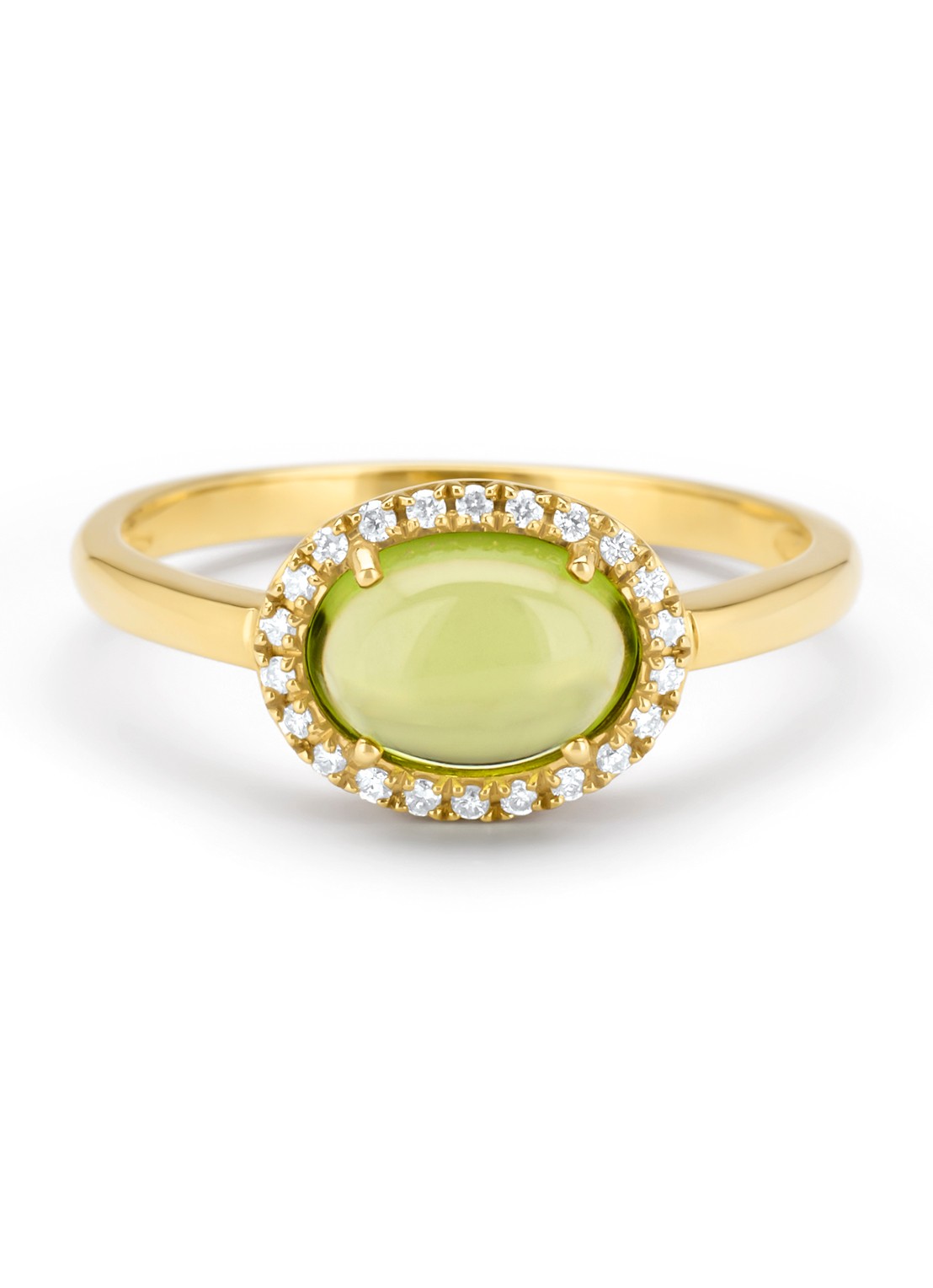 Diamond Point Geelgouden ring, 1.60 ct peridoot, Little Drops - detail 4 geelgoud