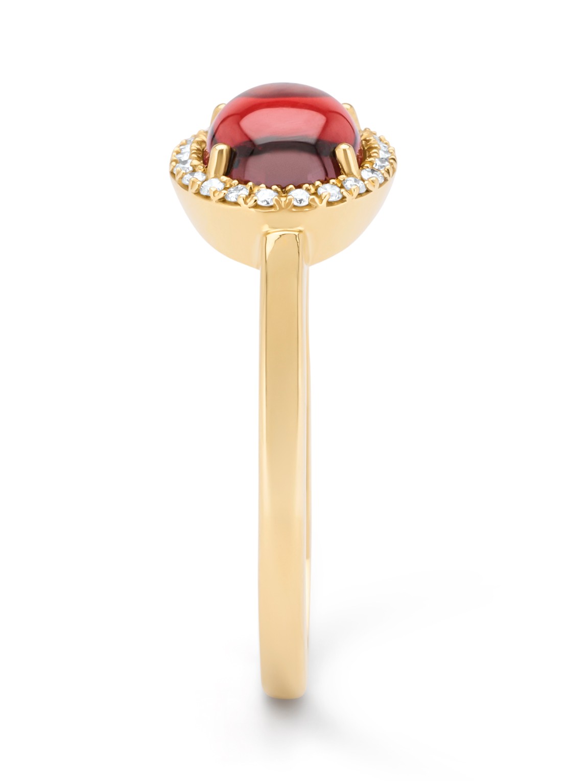 Diamond Point Geelgouden ring, 1.63 ct granaat, Little Drops - detail geelgoud