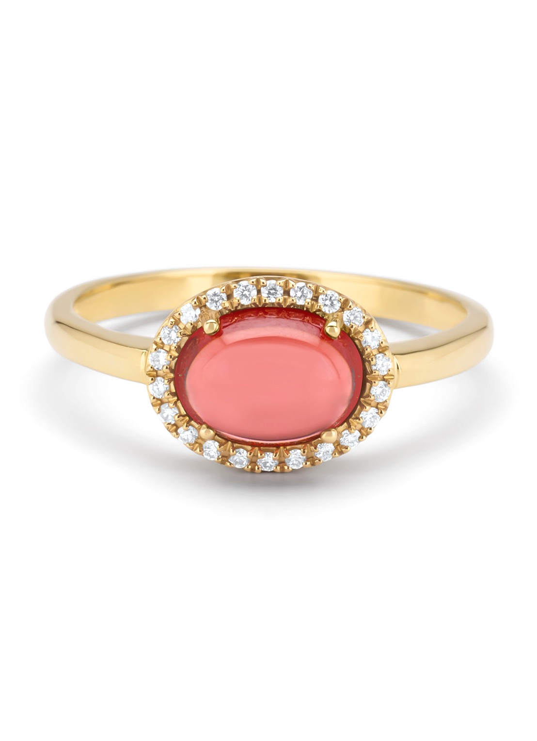 Diamond Point Geelgouden ring, 1.63 ct granaat, Little Drops - detail 2 geelgoud