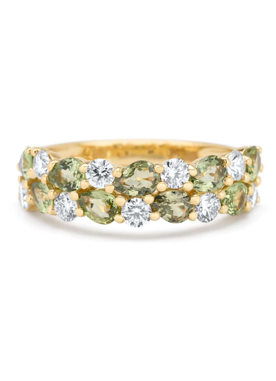 Diamond Point Geelgouden ring, 1.65 ct groene saffier, Eden - detail 4 geelgoud
