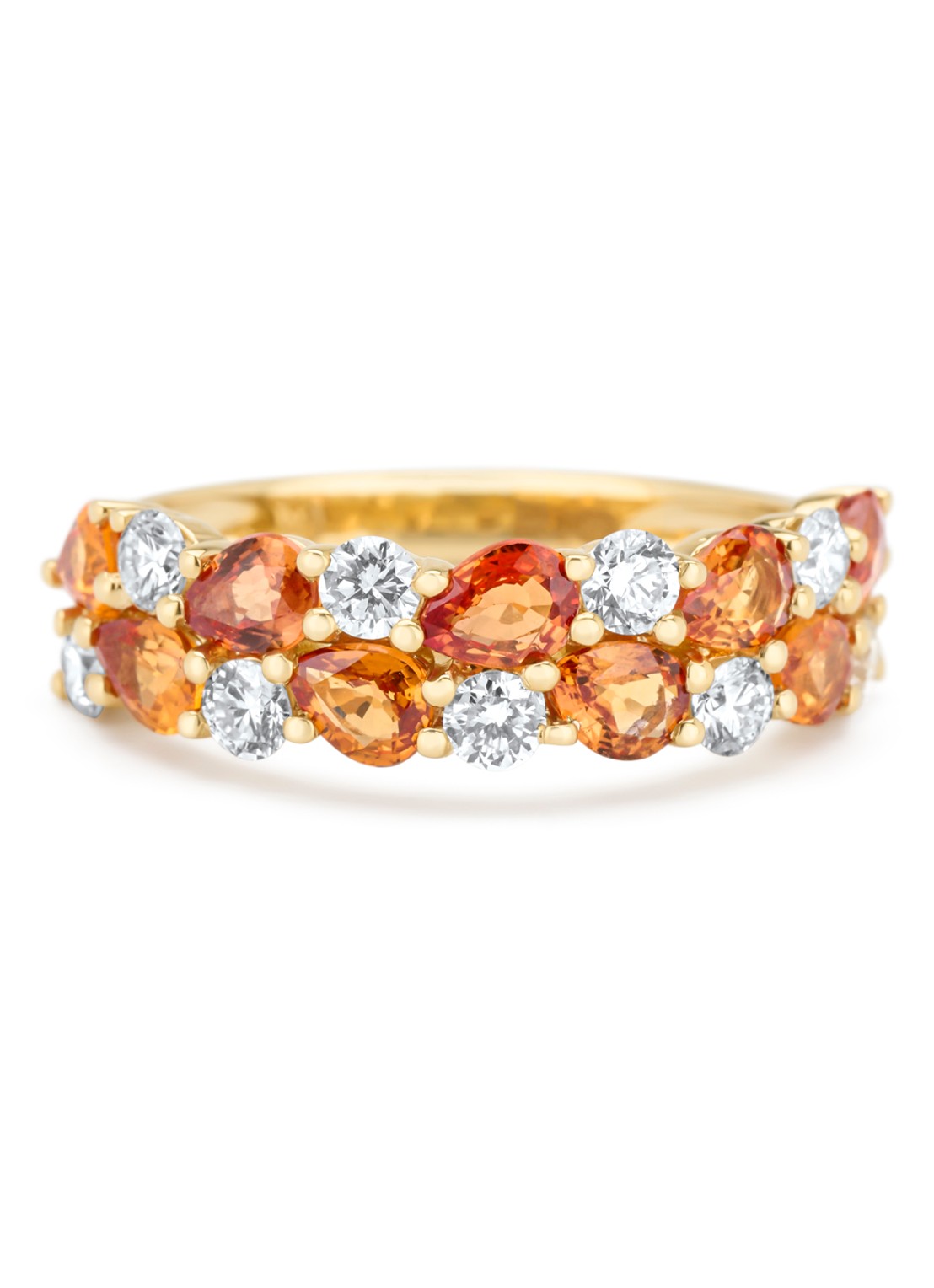 Diamond Point Geelgouden ring, 1.65 ct oranje saffier ( bew, Eden - detail 4 geelgoud