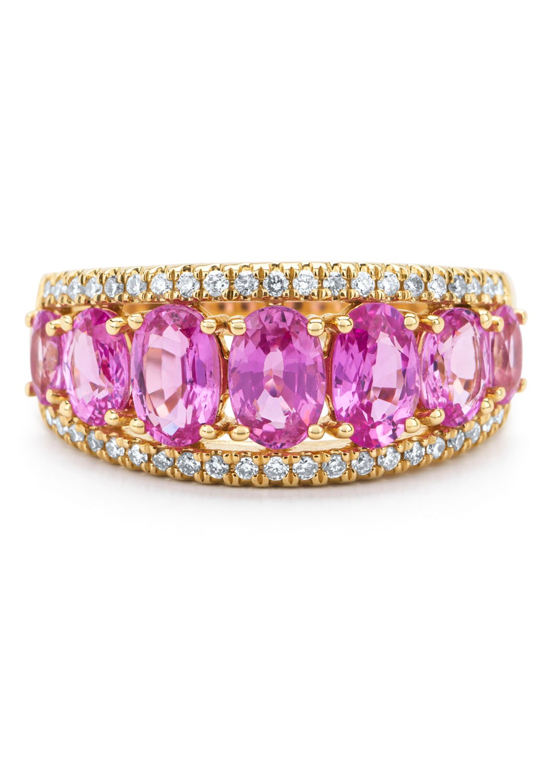 Diamond Point Geelgouden ring, 3.00 ct roze saffier, Eden - detail 3 geelgoud