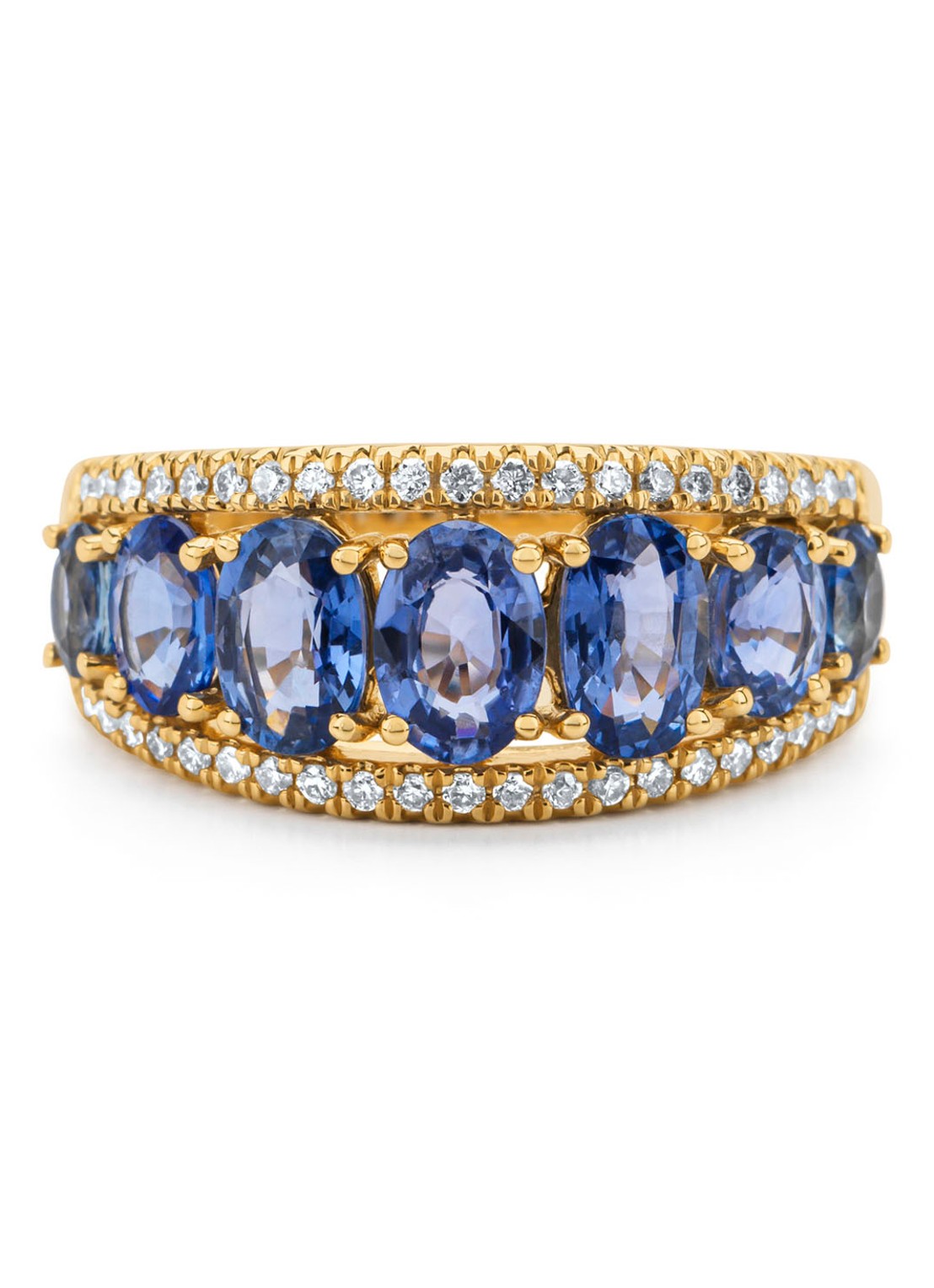 Diamond Point Geelgouden ring, 3.05 ct blauwe saffier, Eden - detail geelgoud
