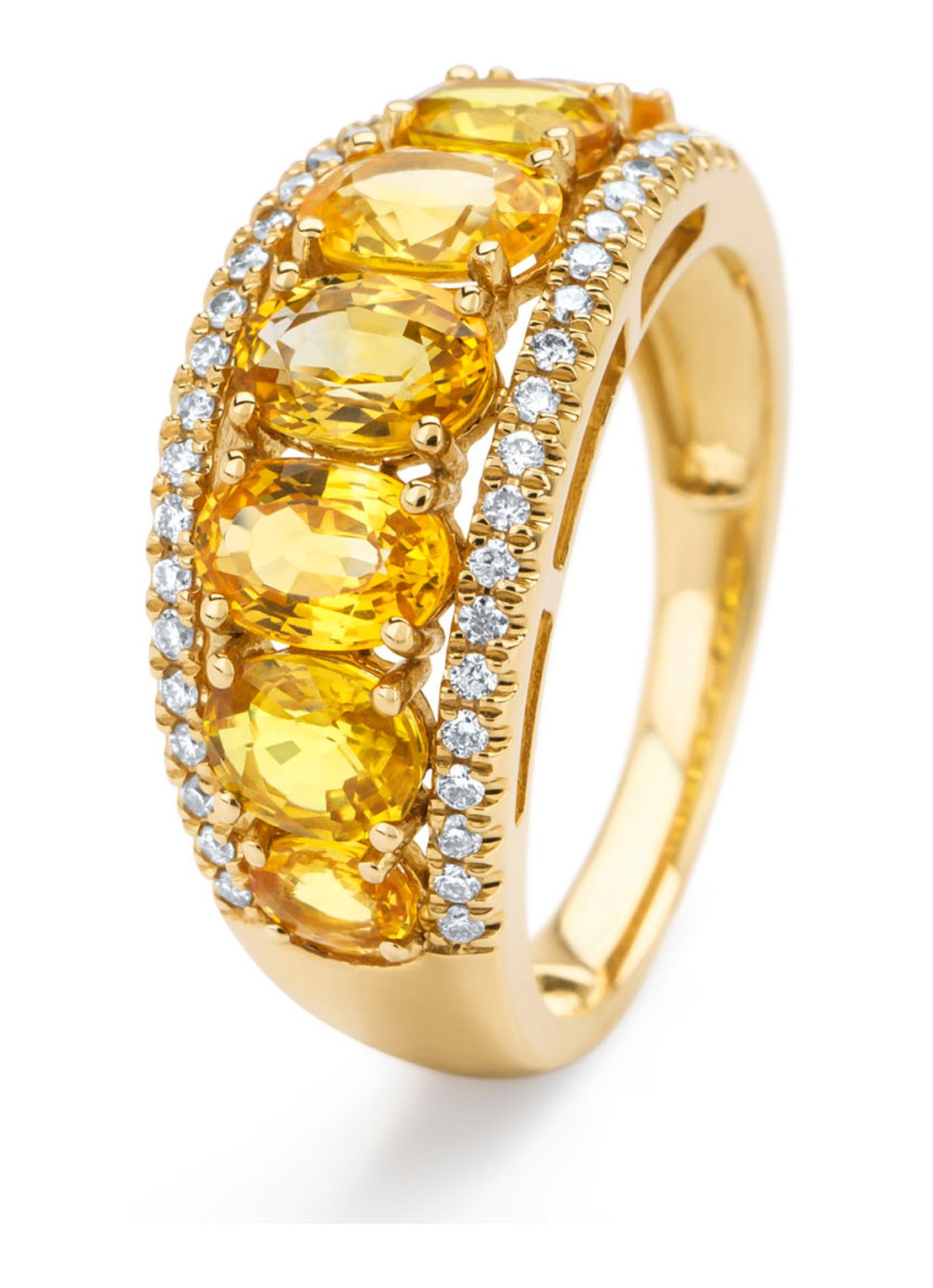 Diamond Point Geelgouden ring, 3.08 ct gele saffier, Eden - voorkant geelgoud