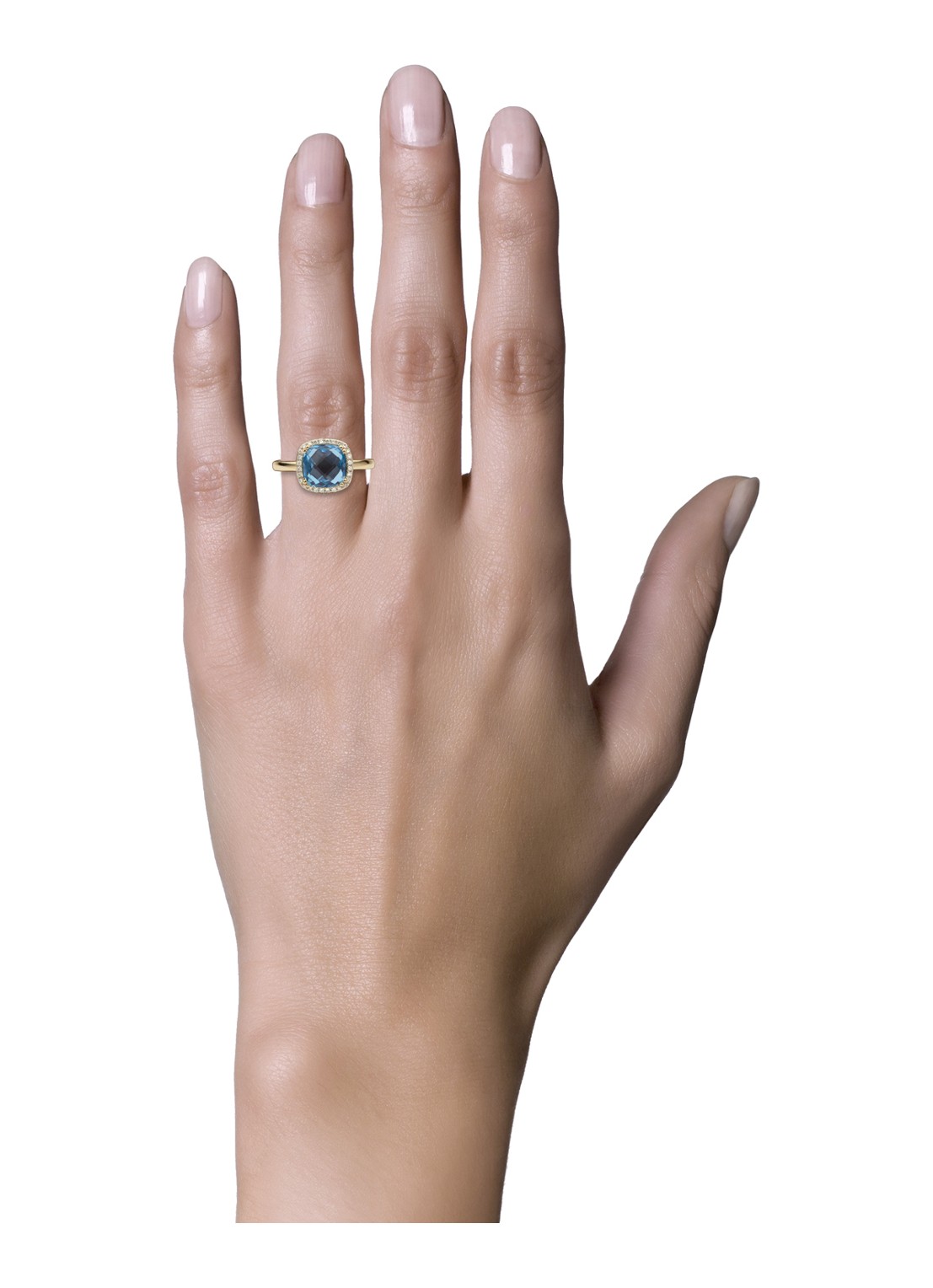 Diamond Point Geelgouden ring 3.17 ct topaas Fiësta - detail blauw