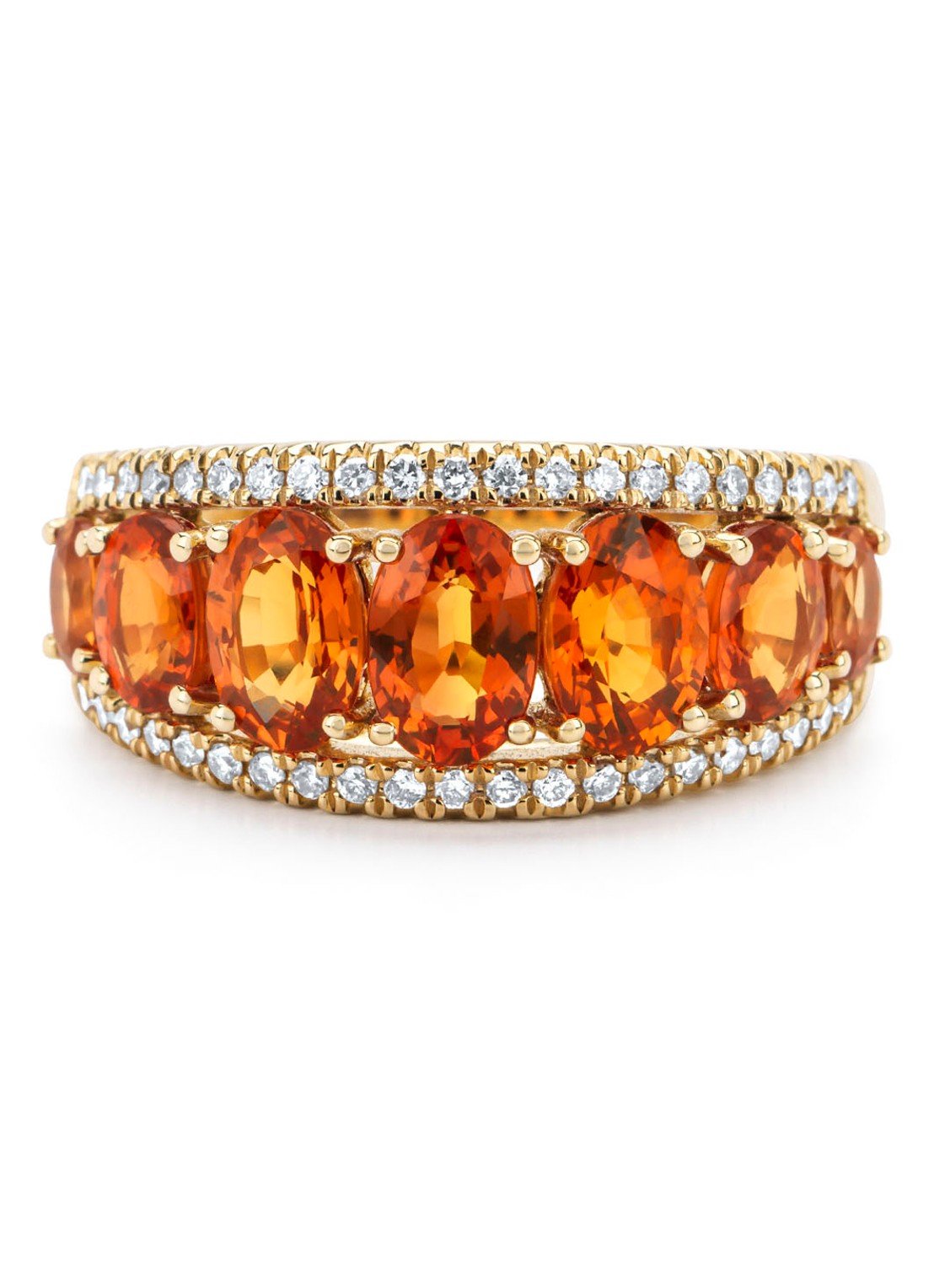 Diamond Point Geelgouden ring, 3.55 ct oranje saffier, Eden - detail 3 geelgoud