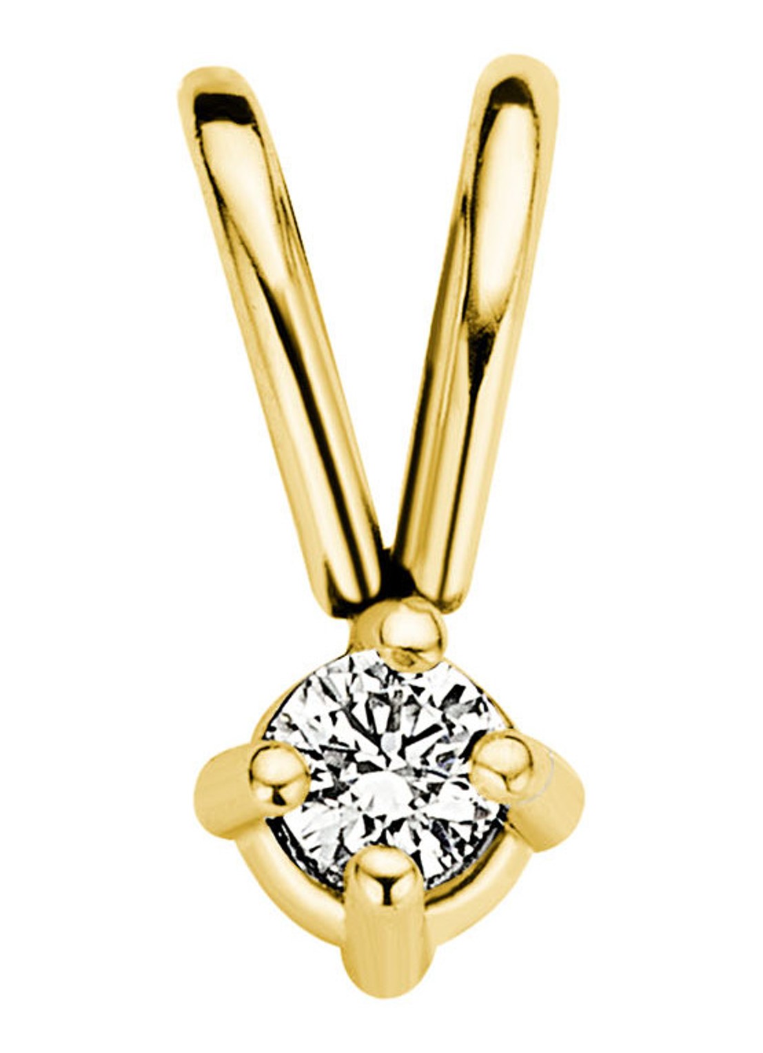 Diamond Point Geelgouden solitair groeibriljant hanger, 0.03 ct. 0.03 ct diamant Groeibriljant - voorkant goud