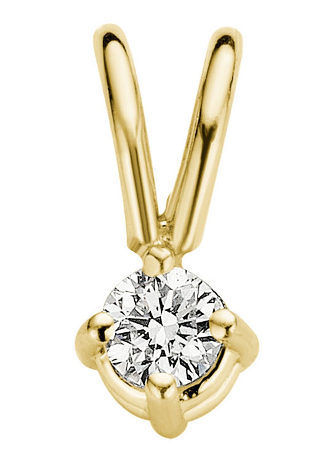 Diamond Point Geelgouden solitair groeibriljant hanger, 0.05 ct. 0.05 ct diamant Groeibriljant - voorkant 2 geelgoud