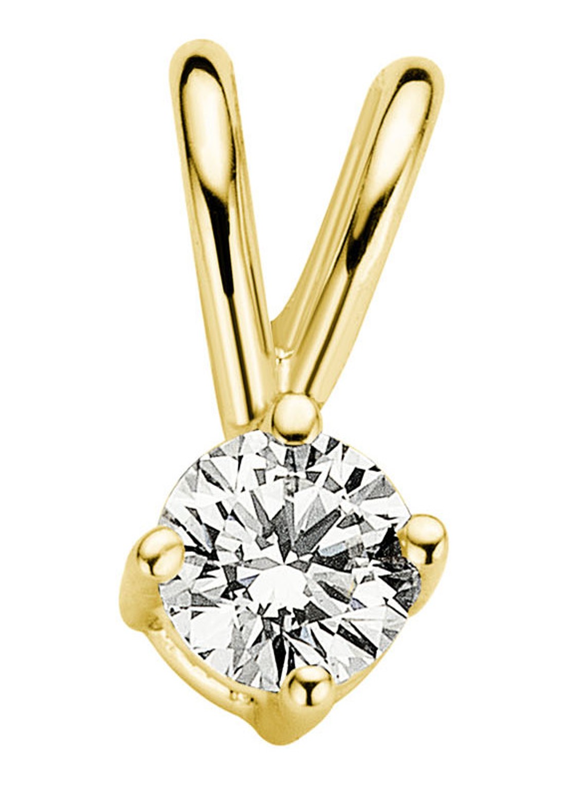 Diamond Point Geelgouden solitair groeibriljant hanger, 0.09 ct. 0.09 ct diamant Groeibriljant - voorkant geelgoud