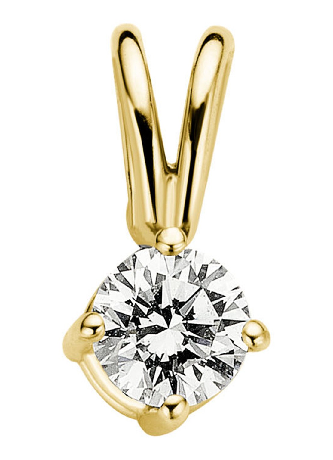 Diamond Point Geelgouden solitair groeibriljant hanger, 0.14 ct. 0.14 ct diamant Groeibriljant - voorkant geelgoud