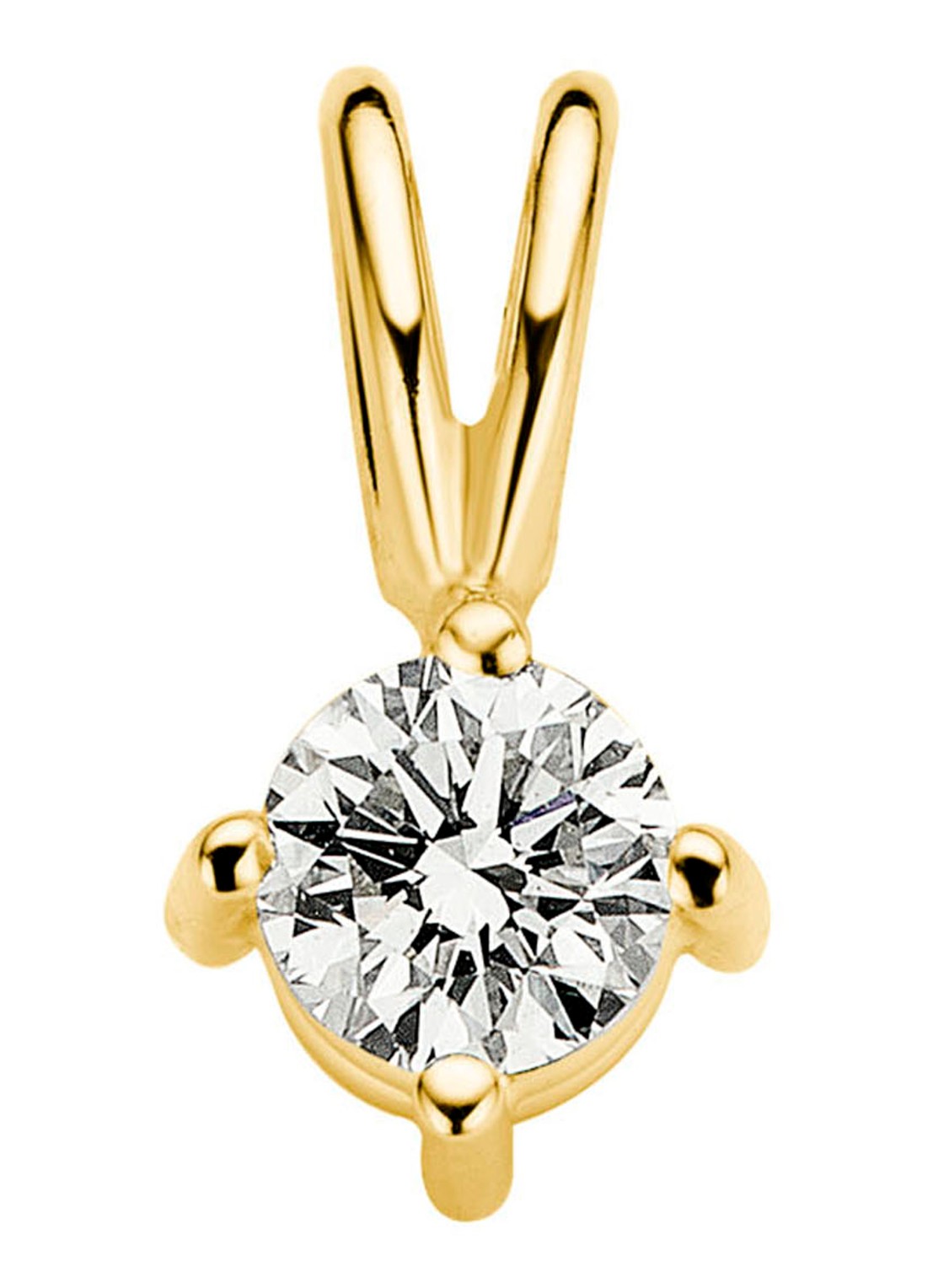 Diamond Point Geelgouden solitair groeibriljant hanger, 0.20 ct. 0.20 ct diamant Groeibriljant - voorkant geelgoud