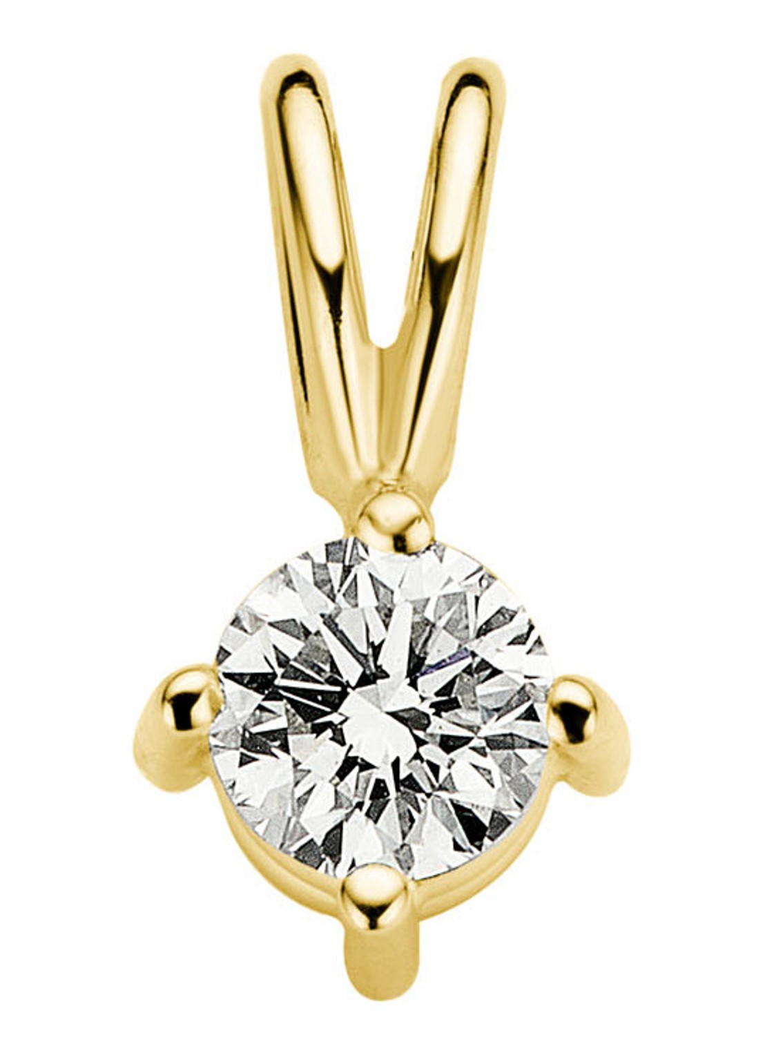 Diamond Point Geelgouden solitair groeibriljant hanger, 0.21 ct. 0.21 ct diamant Groeibriljant - voorkant geelgoud