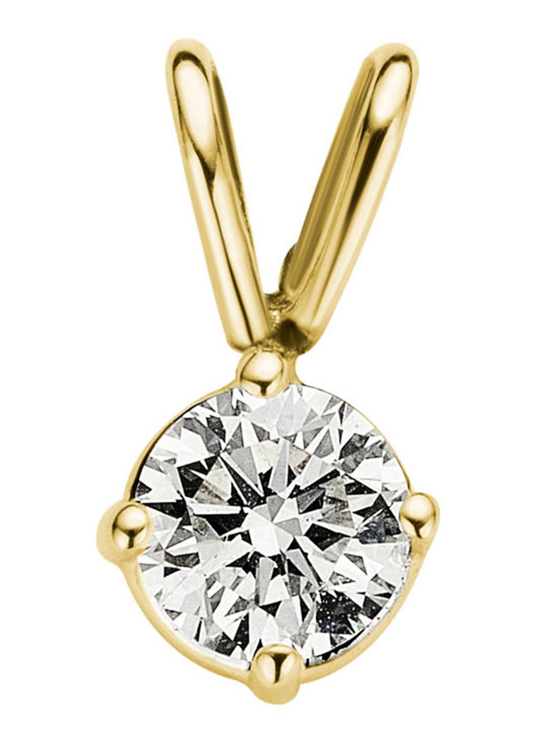 Diamond Point Geelgouden solitair groeibriljant hanger, 0.29 ct. 0.29 ct diamant Groeibriljant - voorkant geelgoud
