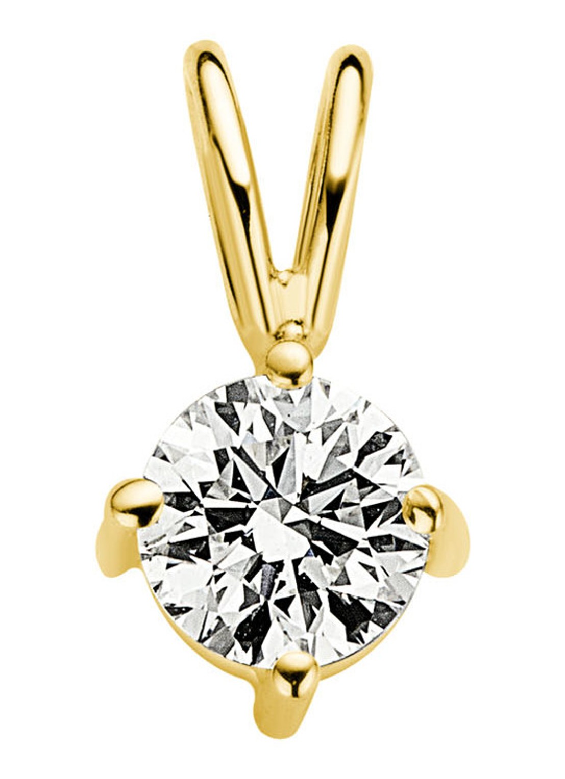 Diamond Point Geelgouden solitair groeibriljant hanger, 0.34 ct. 0.34 ct diamant Groeibriljant - voorkant geelgoud