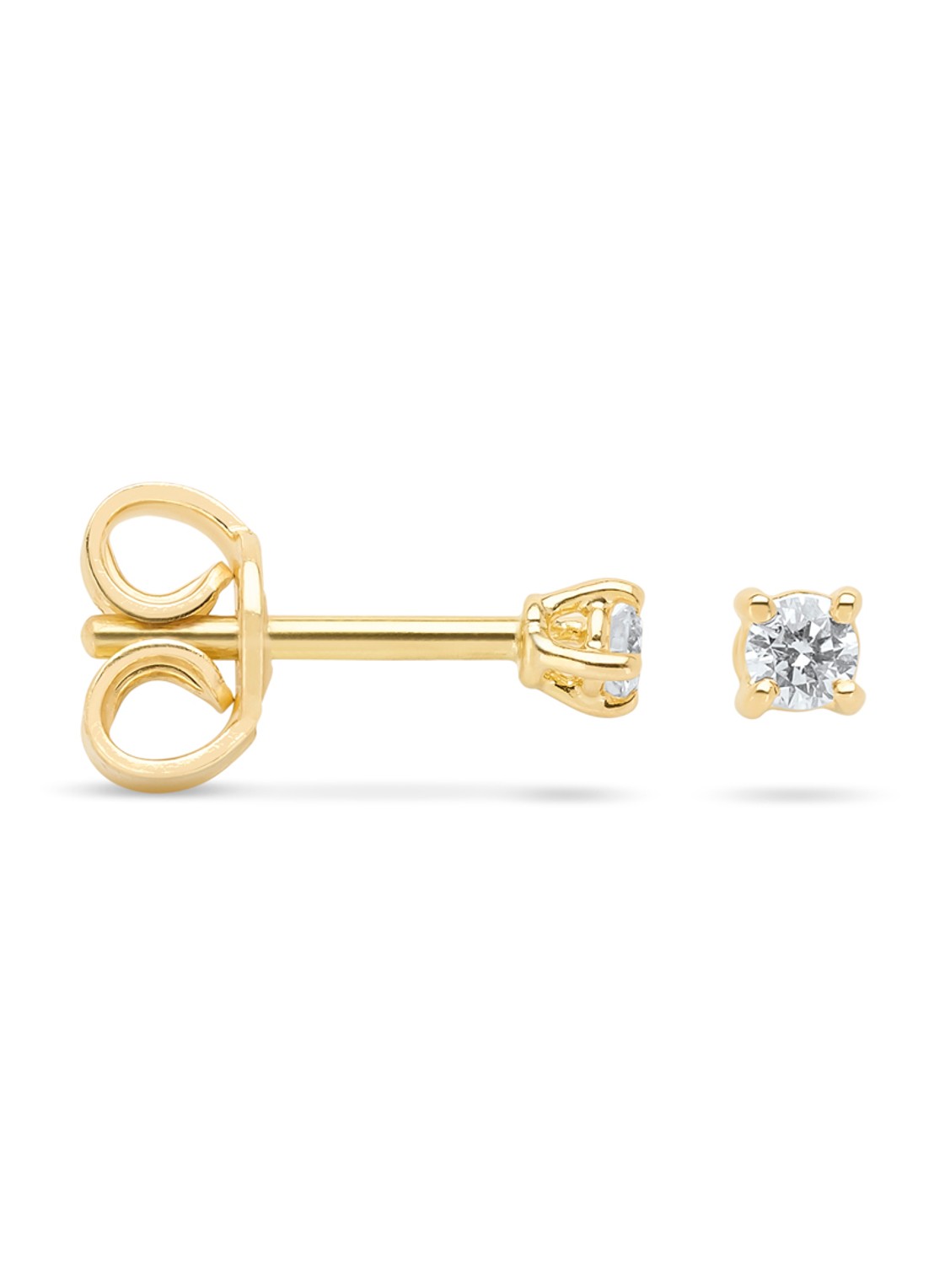 Diamond Point Geelgouden solitair groeibriljant oorstekers, 0.04 ct. 0.04 ct diamant Groeibriljant - voorkant geelgoud