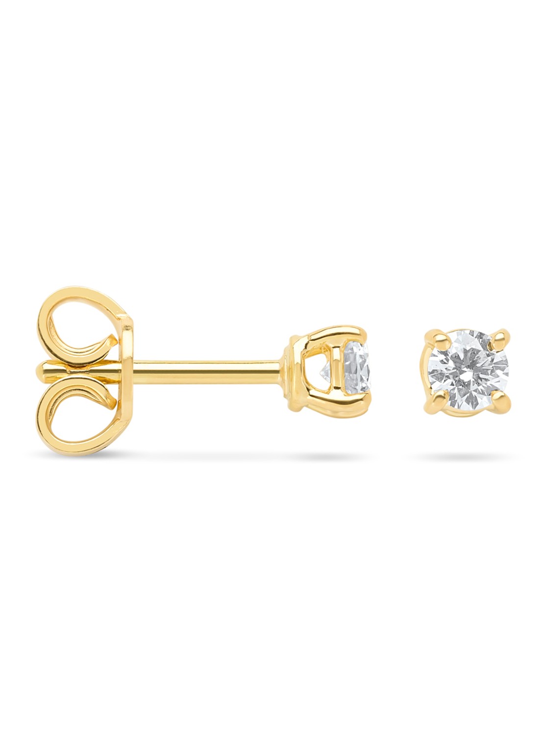 Diamond Point Geelgouden solitair groeibriljant oorstekers, 0.28 ct. 0.28 ct diamant Groeibriljant - voorkant geelgoud