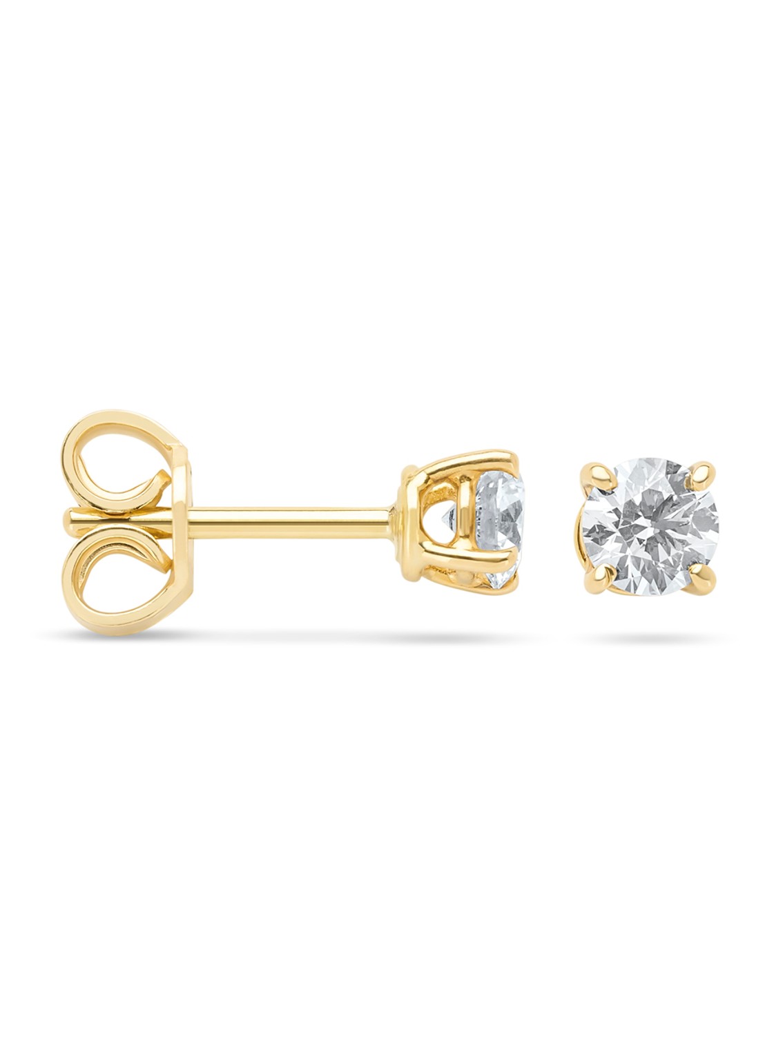 Diamond Point Geelgouden solitair groeibriljant oorstekers, 0.44 ct. 0.44 ct diamant Groeibriljant - voorkant geelgoud