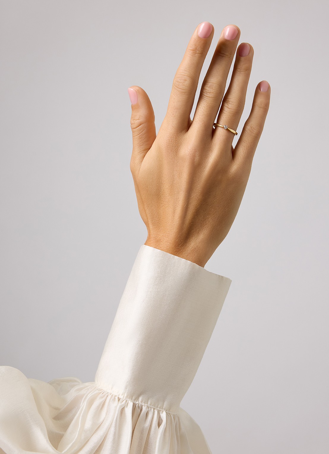 Diamond Point Geelgouden solitair groeibriljant ring, 0.06 ct. 0.06 ct diamant Groeibriljant - voorkant 5 geelgoud