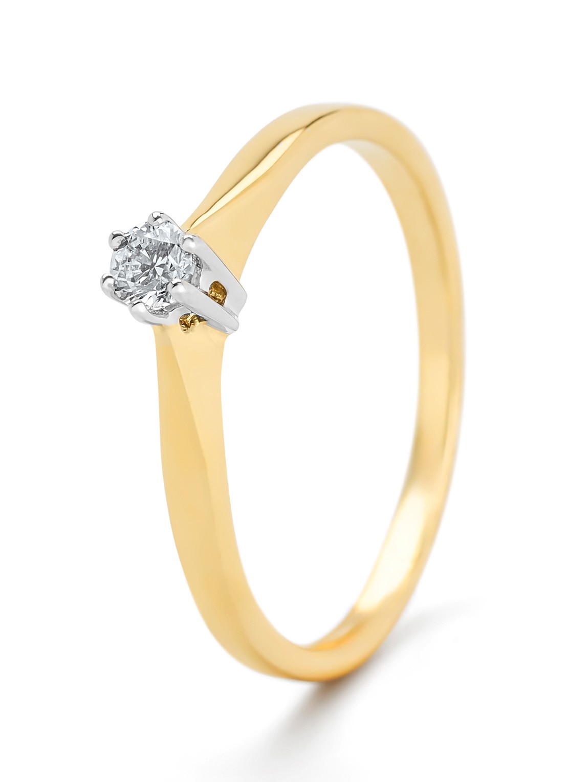 Diamond Point Geelgouden solitair groeibriljant ring, 0.09 ct. 0.09 ct diamant Groeibriljant - voorkant geelgoud