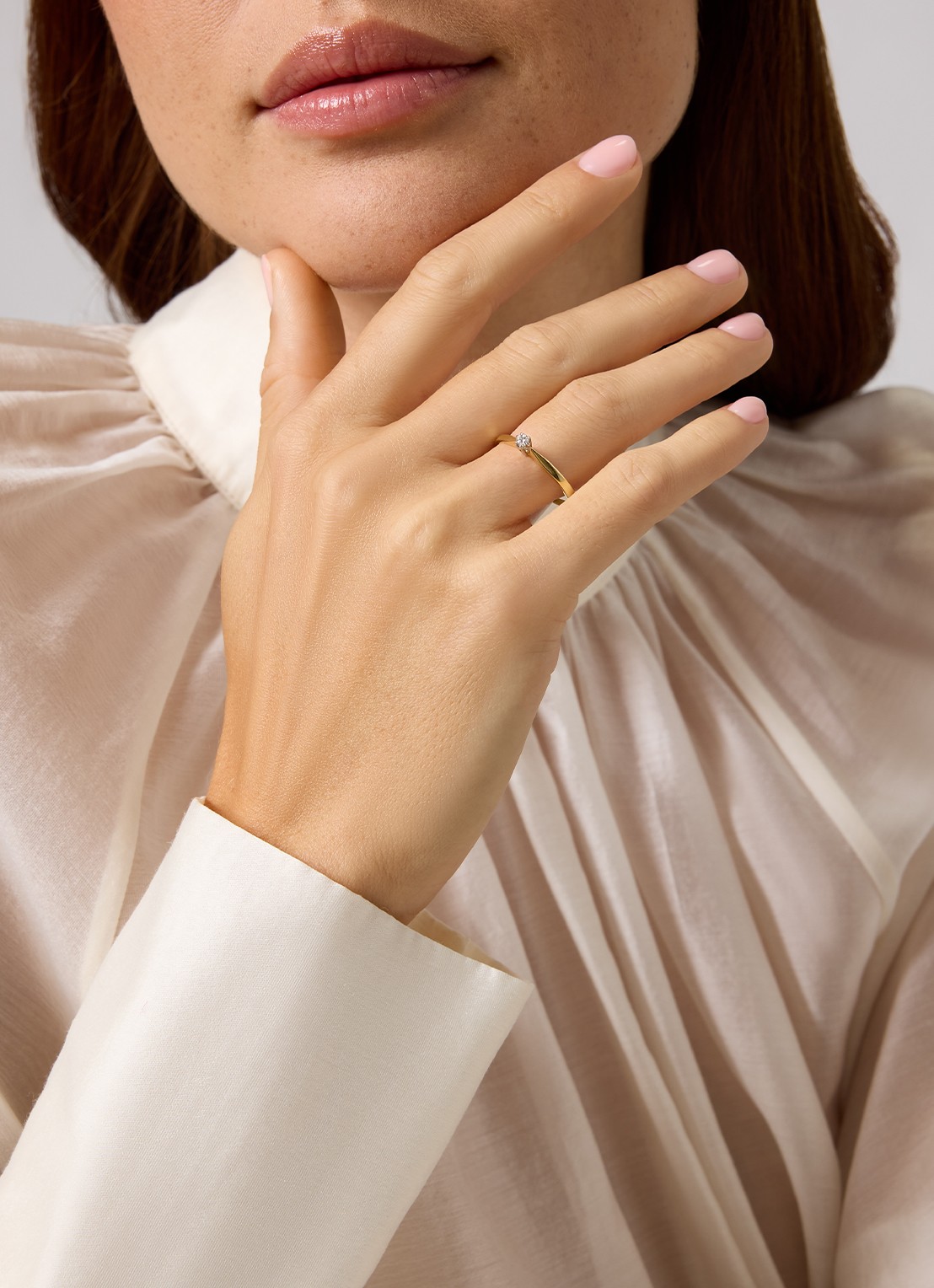 Diamond Point Geelgouden solitair groeibriljant ring, 0.09 ct. 0.09 ct diamant Groeibriljant - voorkant 2 geelgoud
