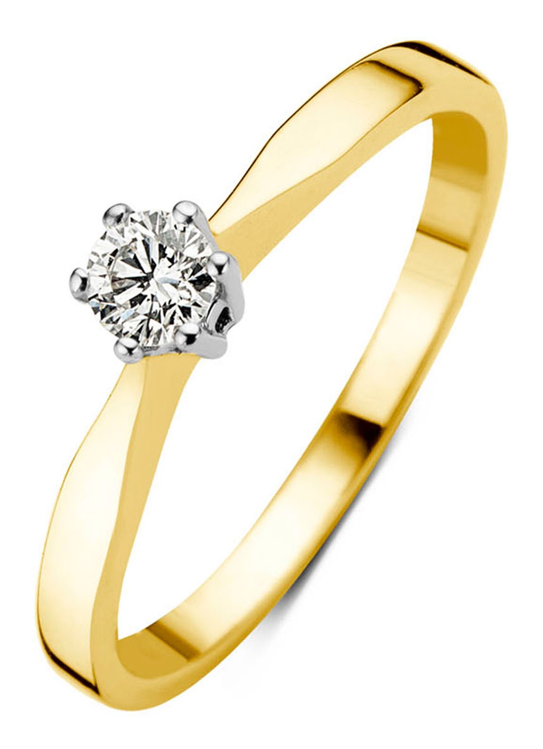 Diamond Point Geelgouden solitair groeibriljant ring, 0.16 ct. 0.16 ct diamant Groeibriljant - voorkant geelgoud