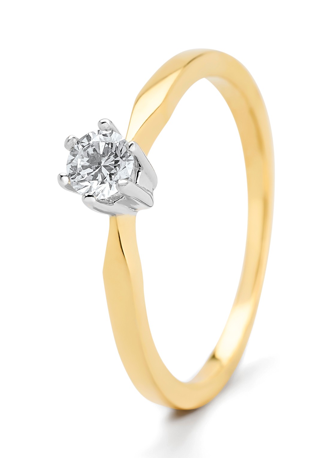 Diamond Point Geelgouden solitair groeibriljant ring, 0.23 ct. 0.23 ct diamant Groeibriljant - voorkant geelgoud