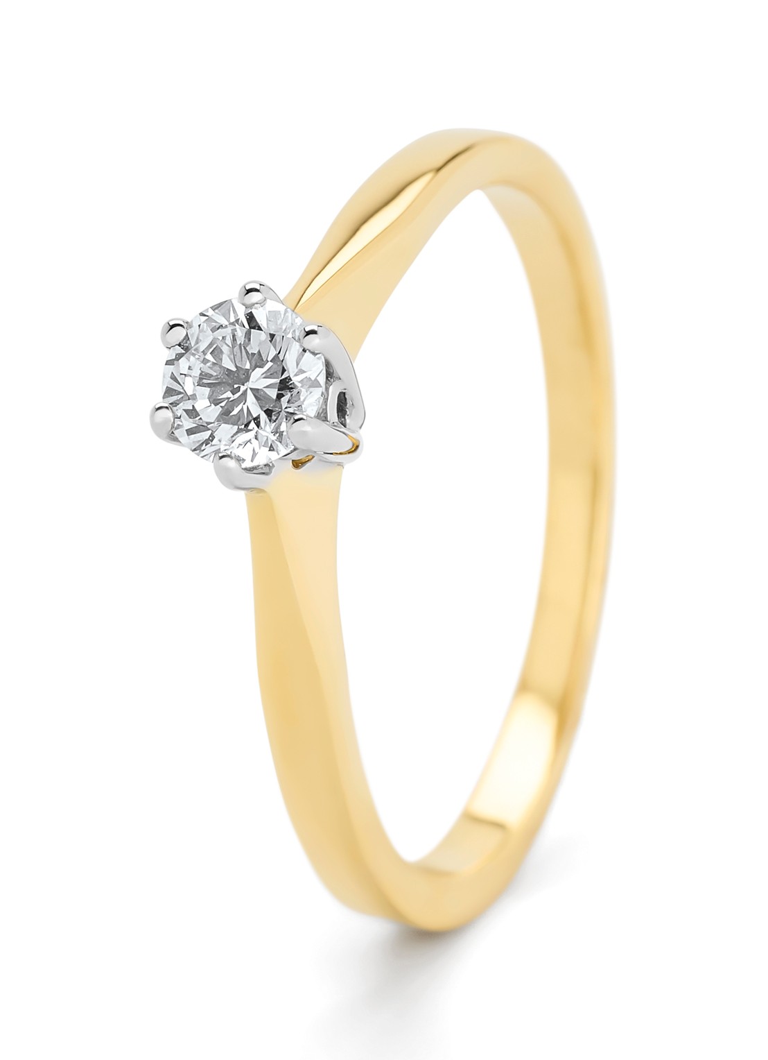 Diamond Point Geelgouden solitair groeibriljant ring, 0.25 ct. 0.25 ct diamant Groeibriljant - voorkant 3 geelgoud