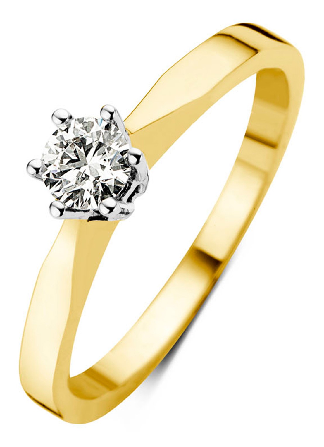 Diamond Point Geelgouden solitair groeibriljant ring, 0.30 ct. 0.30 ct diamant Groeibriljant - voorkant geelgoud