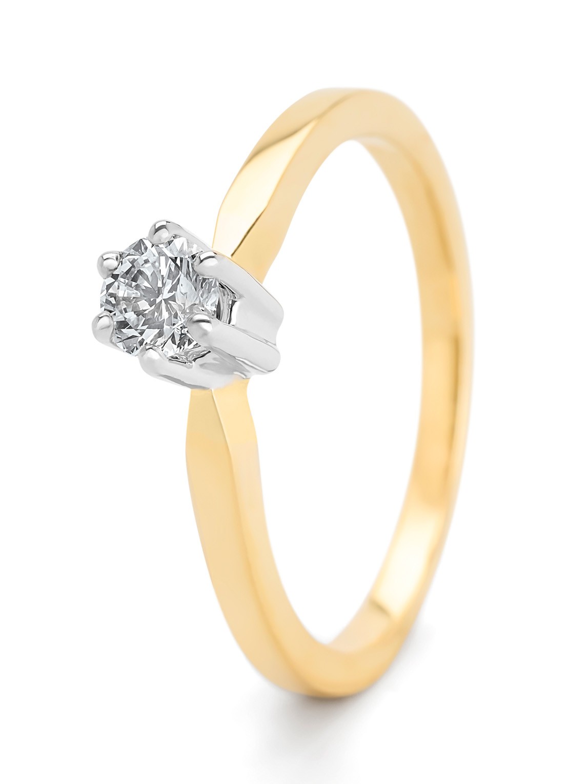 Diamond Point Geelgouden solitair groeibriljant ring, 0.32 ct. 0.32 ct diamant Groeibriljant - voorkant geelgoud