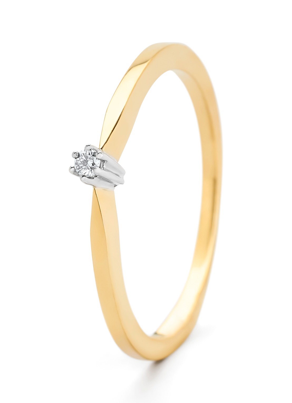 Diamond Point Geelgouden solitair ring, 0.02 ct diamant, Groeibriljant - voorkant 4 geelgoud