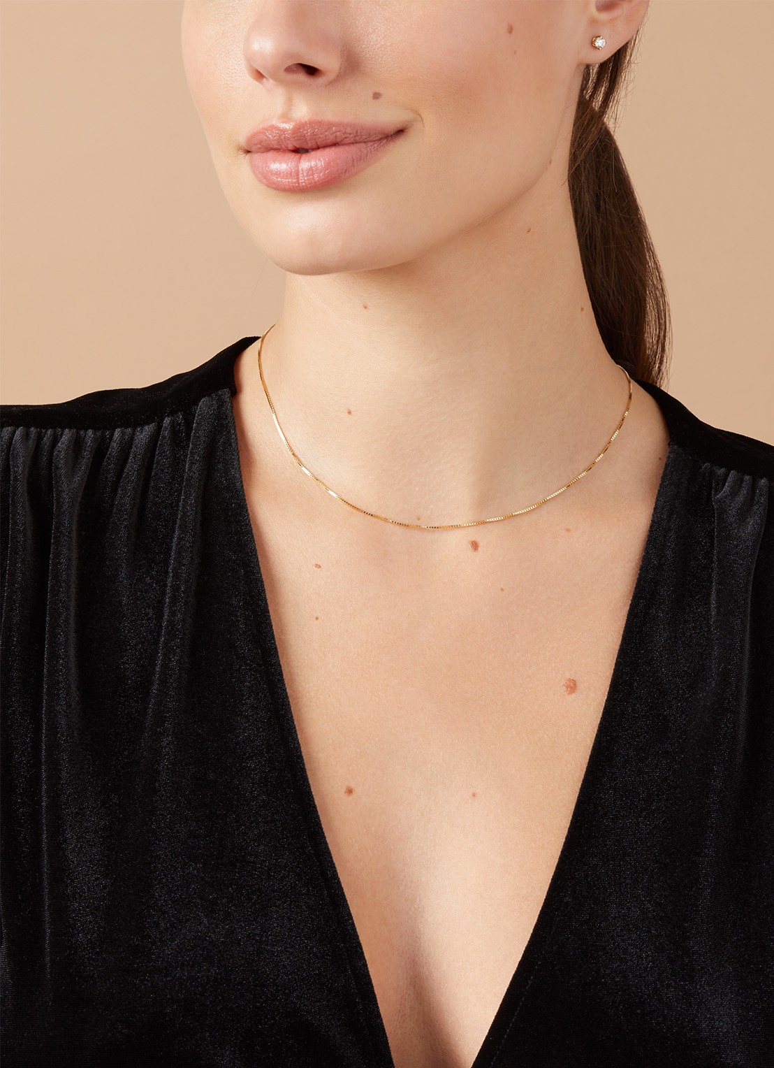 Diamond Point Geelgouden venetiaans collier Timeless Treasures (40cm) - voorkant 2 geelgoud