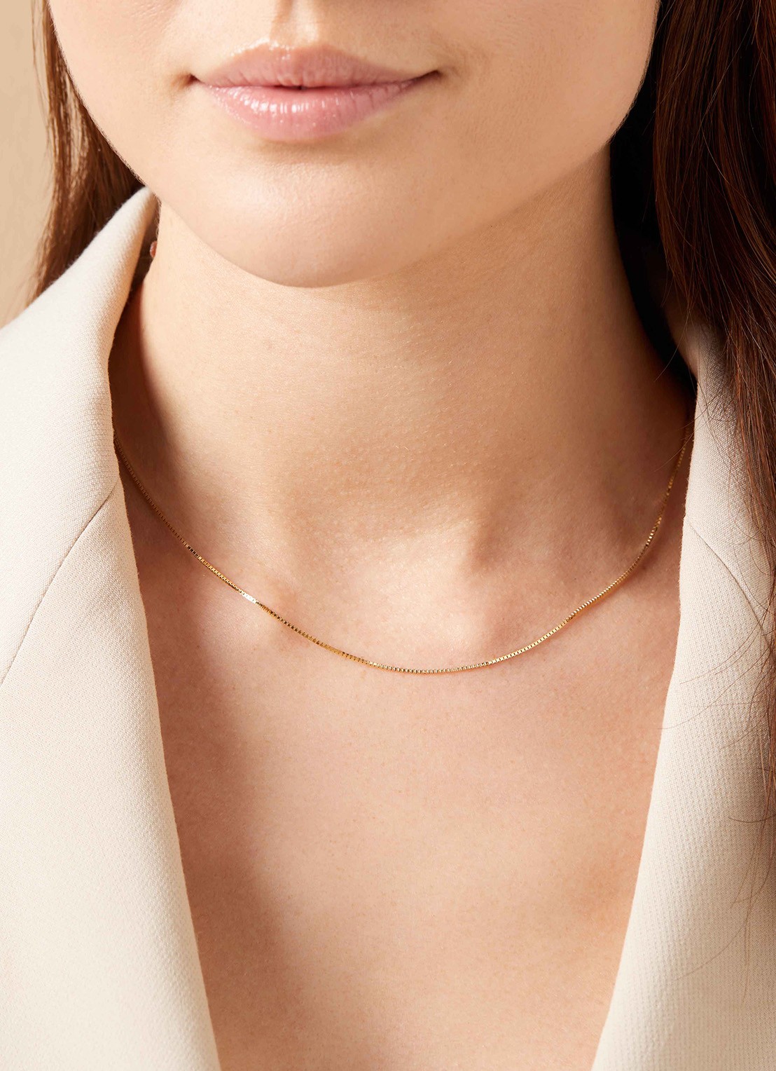 Diamond Point Geelgouden venetiaans collier Timeless Treasures (45cm) - voorkant 2 geelgoud